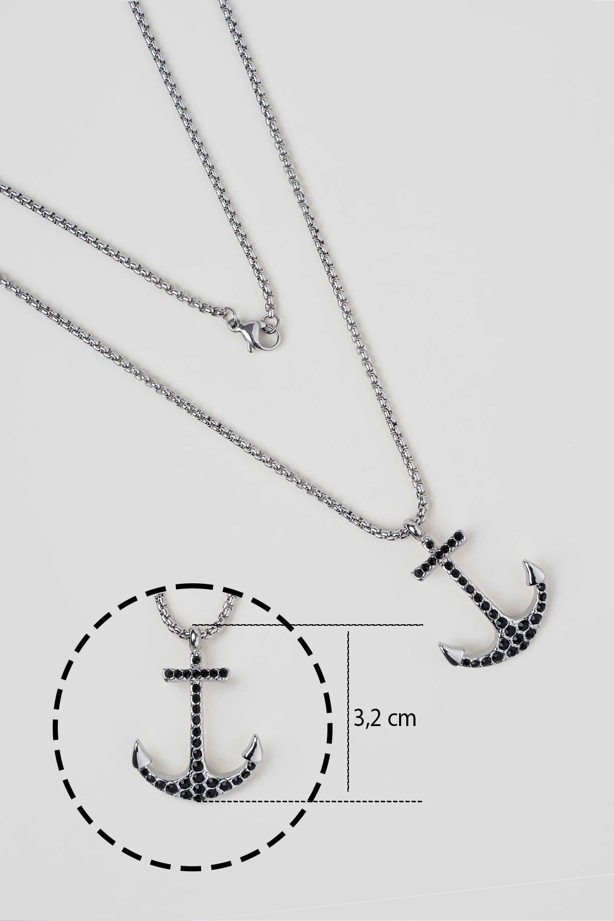 Çapa Figürlü Çelik 60 Cm Erkek Kolye 02433659960