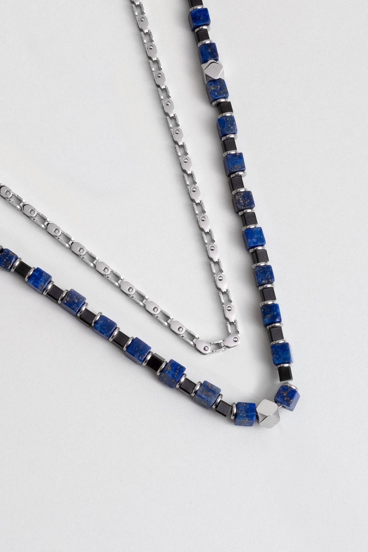 Lapis Taşlı 55 Cm Çelik Çoklu Erkek Kolye 02438601299