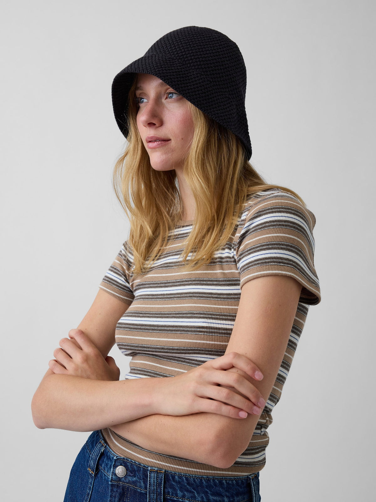 Siyah Knit Bucket Şapka