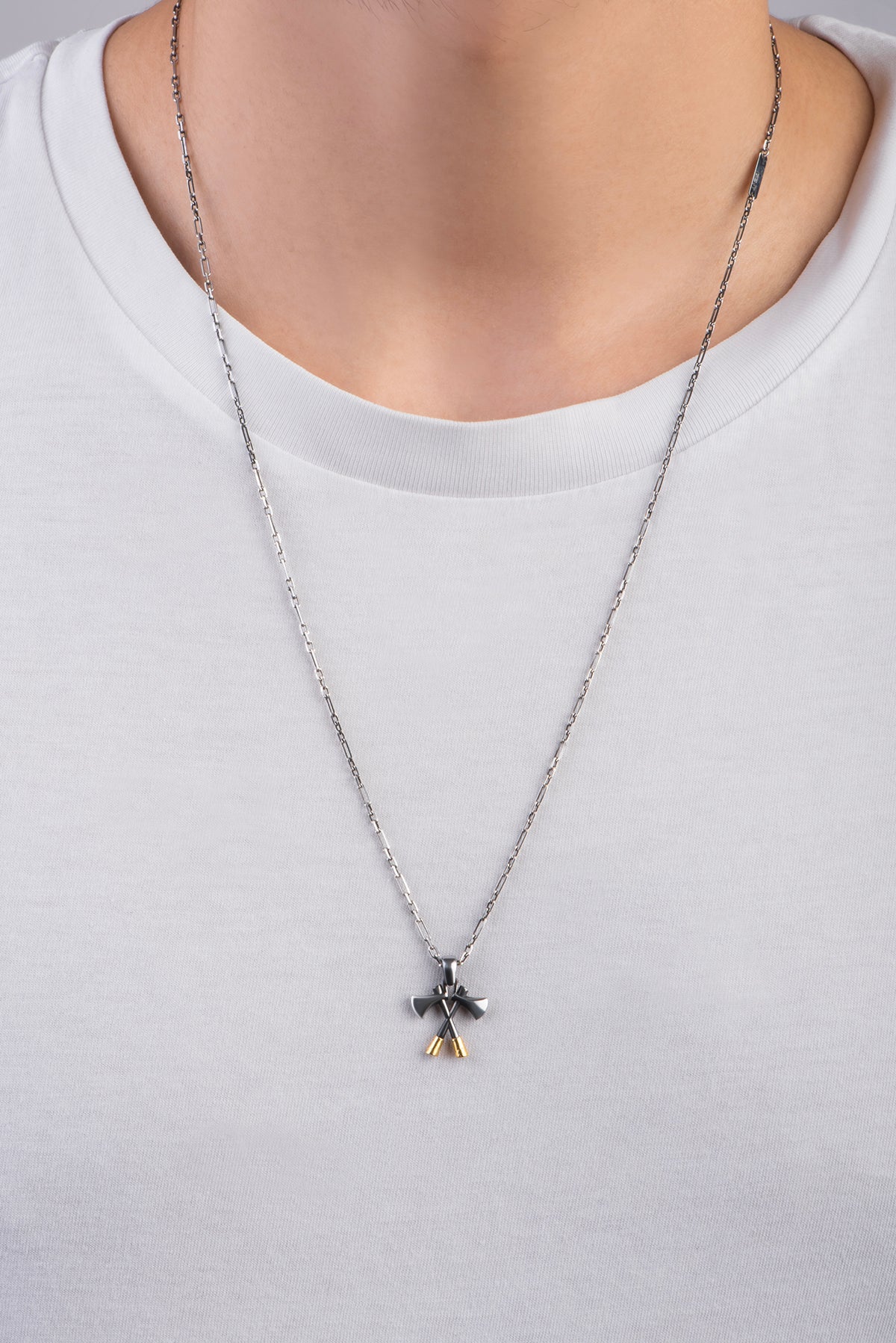 Iskandinav Baltası Oksitli 65 Cm Gümüş Erkek Kolye 07273499999