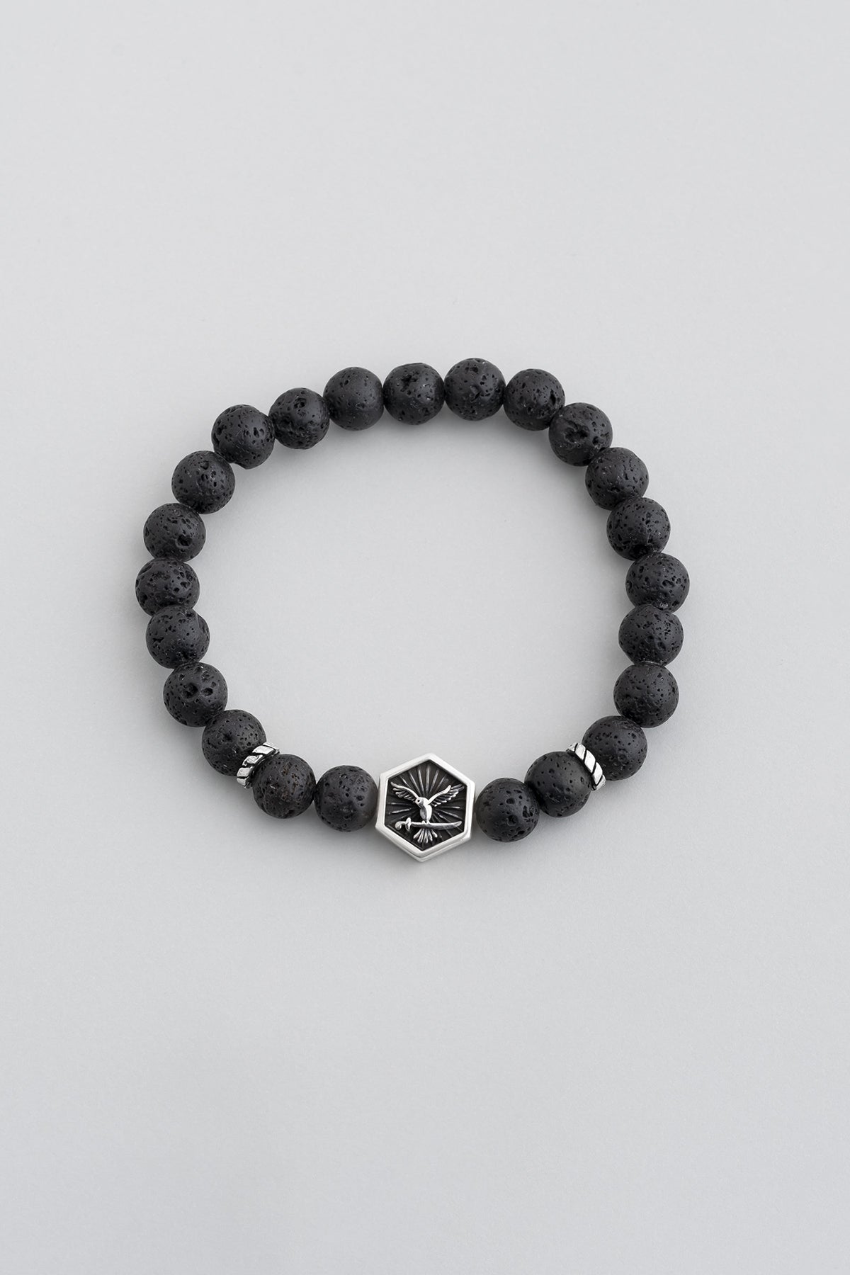 Attila'nın Kılıcı Gümüş Lav Taşlı Ayarlanabilir Erkek Bileklik 07273660299