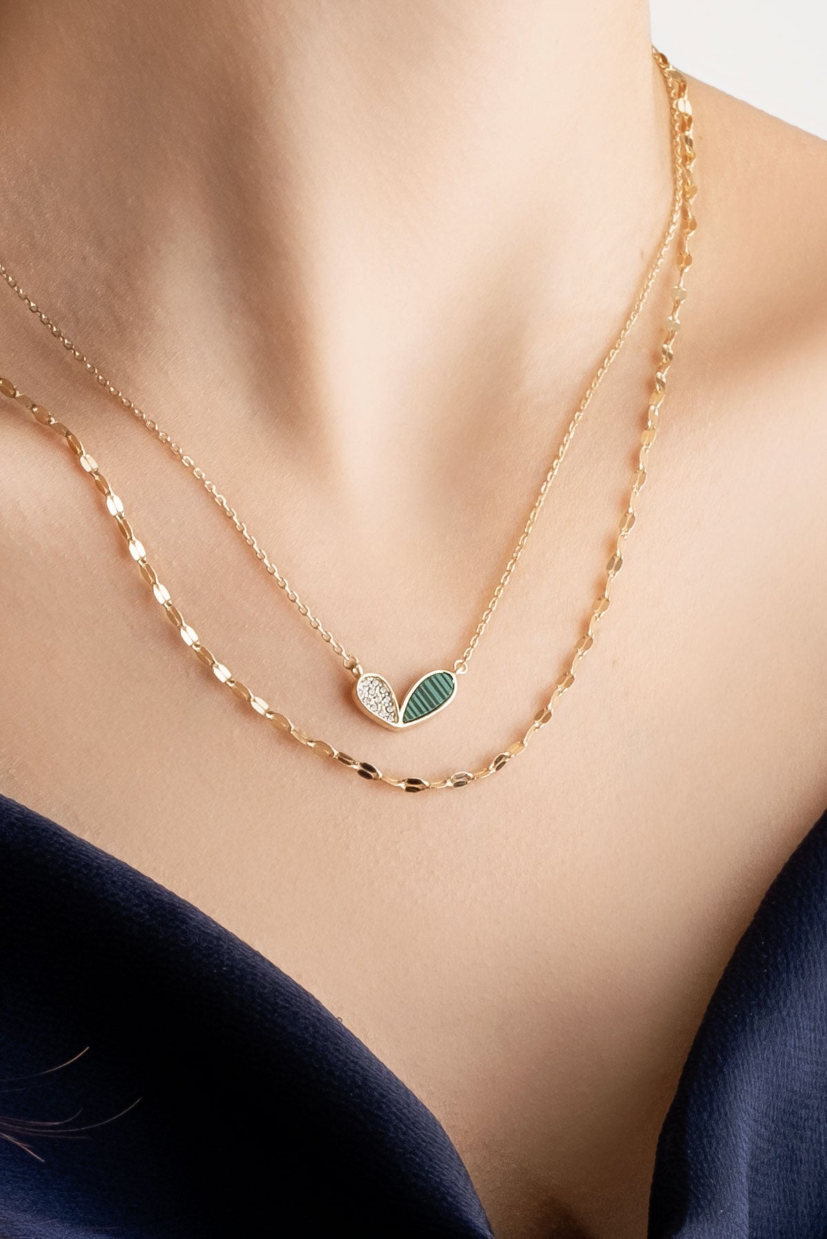 Lucky 18 Ayar Sarı Altın Kaplama 50 Cm Gümüş Ikili Kolye 07299590444