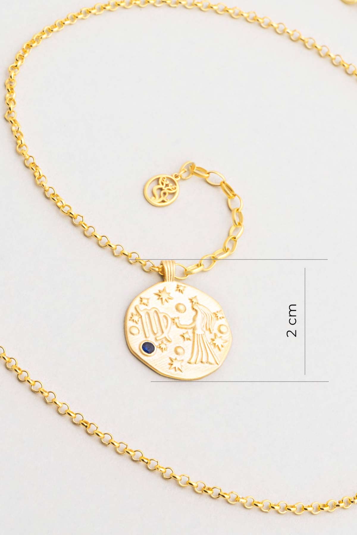 Başak Burcu 18 Ayar Sarı Altın Kaplama 45 Cm Gümüş Kolye 07310451244