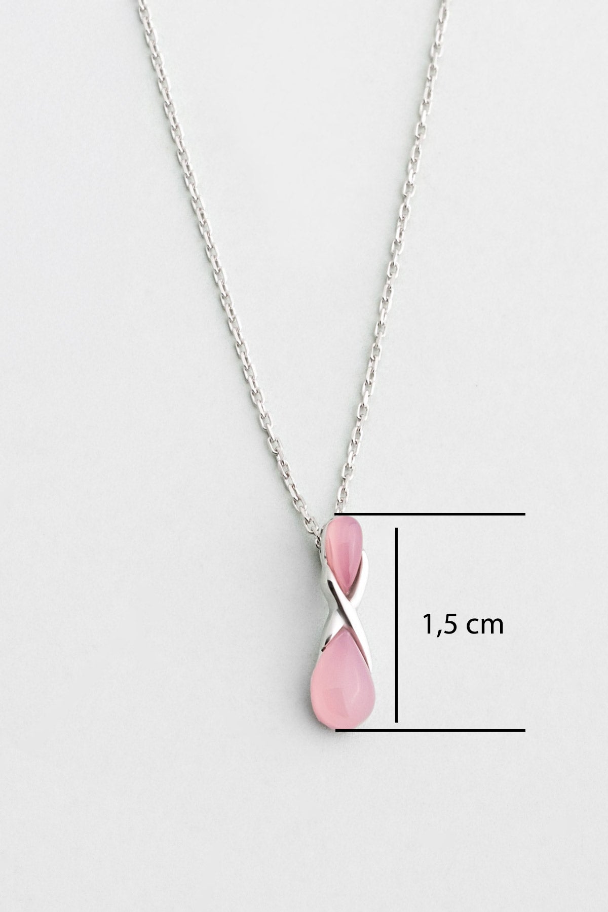 Sonsuz Kalsedon 18 Ayar Beyaz Altın Kaplama 42 Cm Gümüş Kolye 07314330399