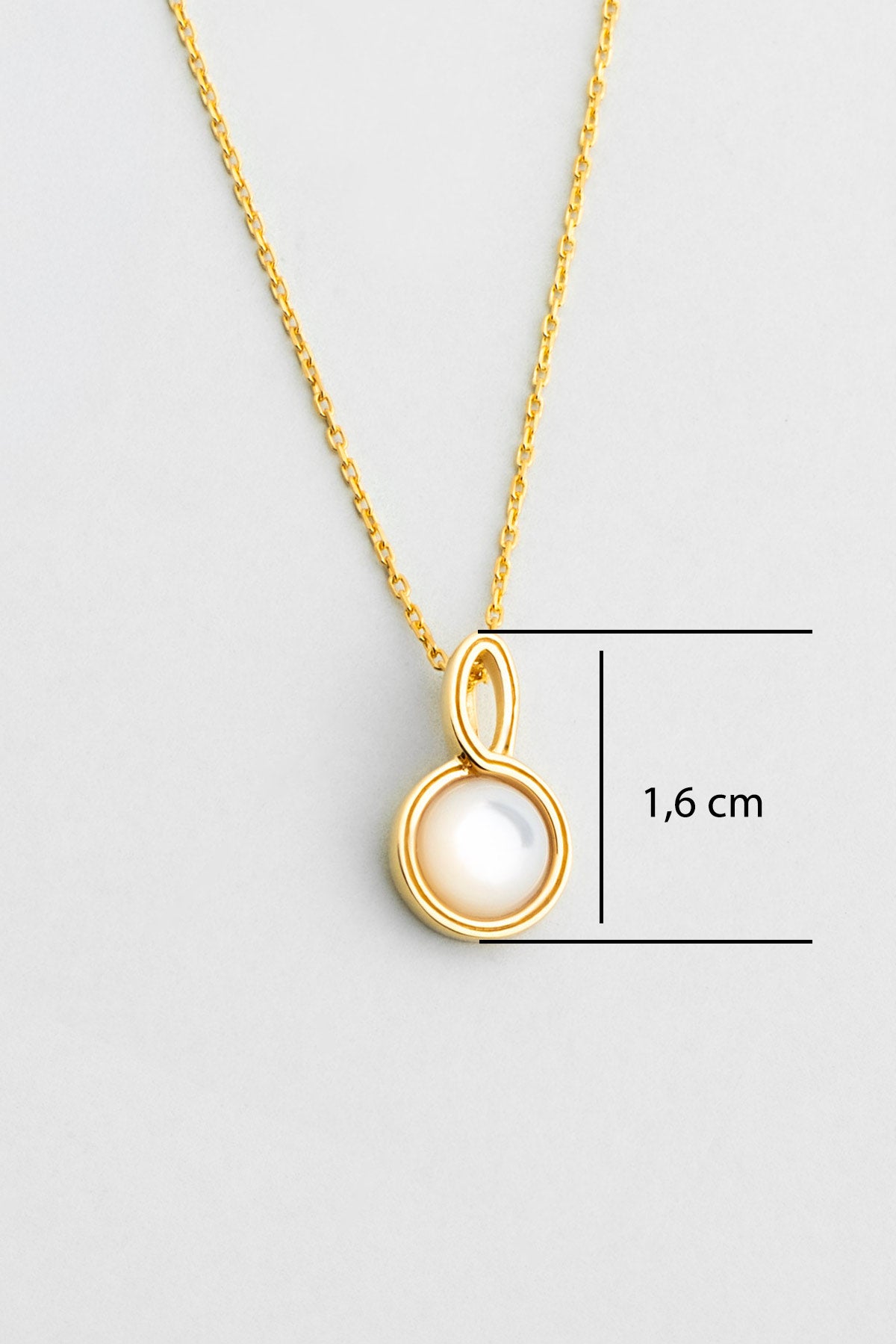 Sedef Işıltısı 18 Ayar Sarı Altın Kaplama 42 Cm Gümüş Kolye 07314364644