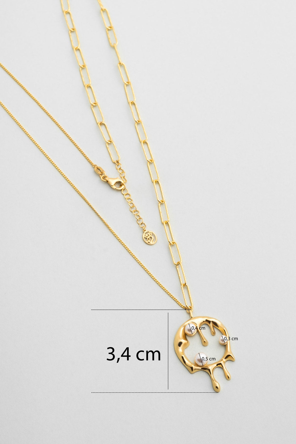 Esmeralda 18 Ayar Sarı Altın Kaplama 61 Cm Gümüş Inci Kolye 07316036244