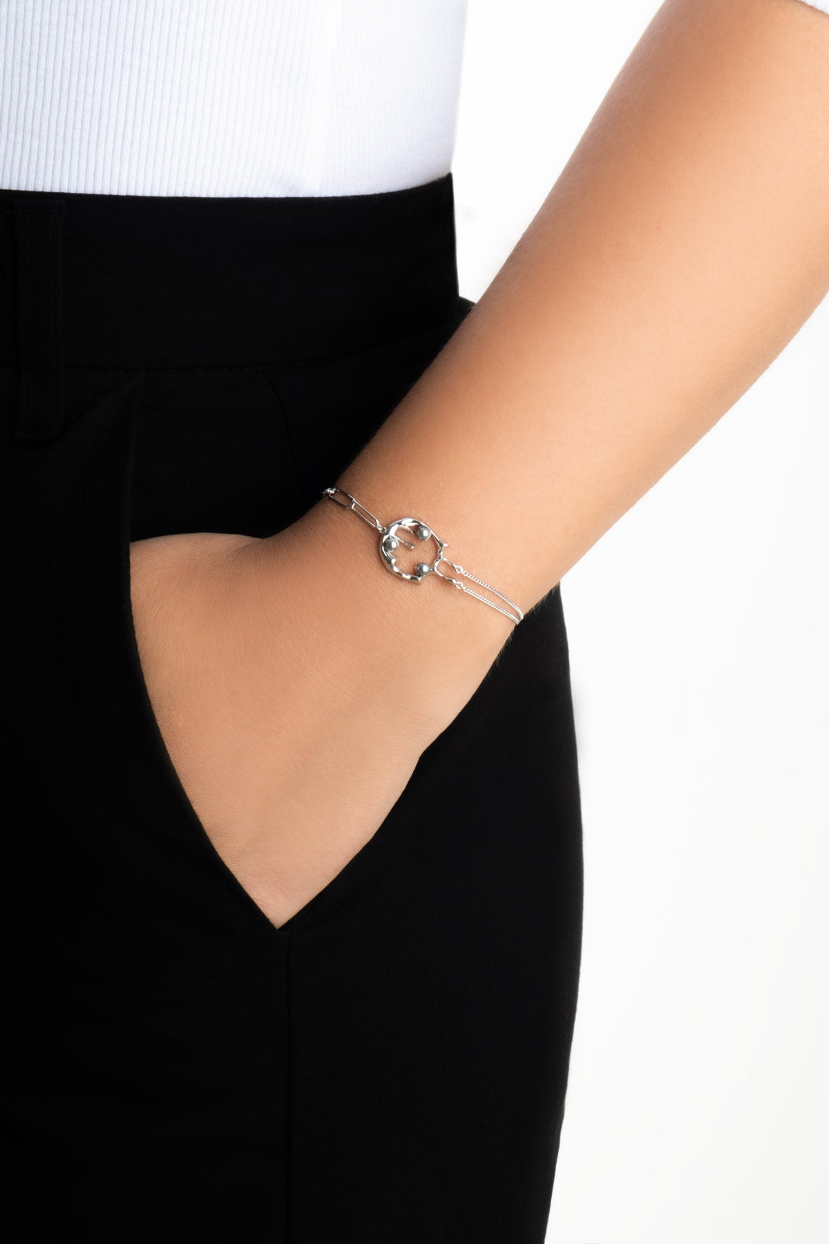 Esmeralda 18 Ayar Beyaz Altın Kaplama 19 Cm Gümüş Inci Bileklik 07316046099