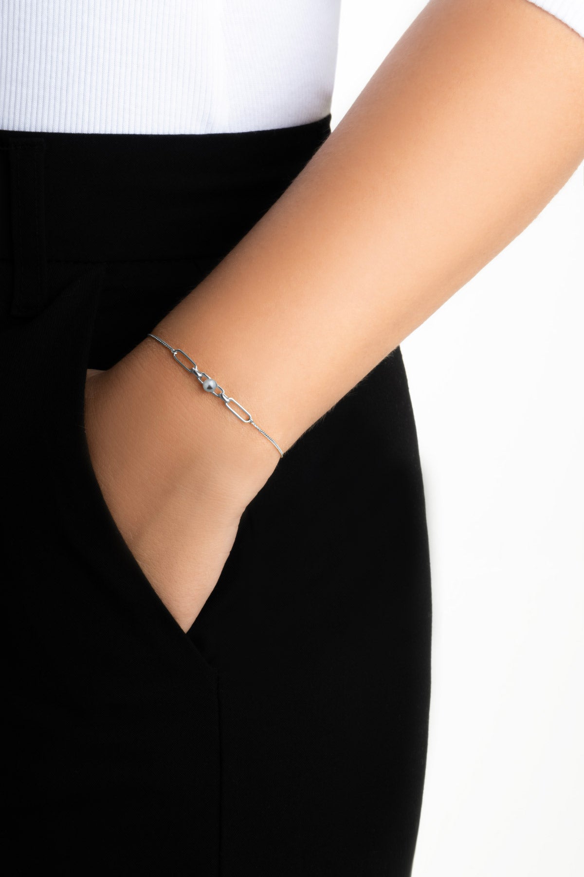Mirabella 18 Ayar Beyaz Altın Kaplama 19 Cm Gümüş Inci Bileklik 07316216099