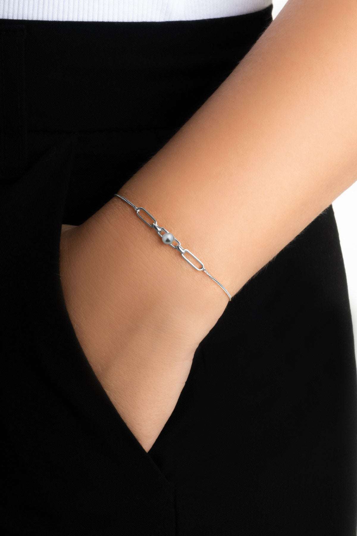 Mirabella 18 Ayar Beyaz Altın Kaplama 19 Cm Gümüş Inci Bileklik 07316216099