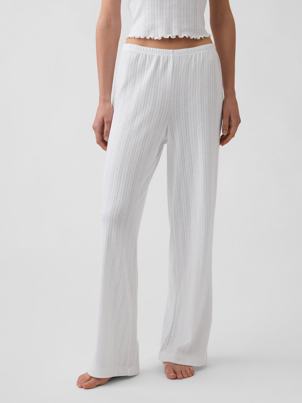 Kırık Beyaz Pointelle Pijama Altı