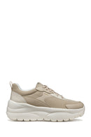 Geox Kadın Bej D Xtors D - Mesh + Geobuck Bağcıklı Kalın Tabanlı Sneaker