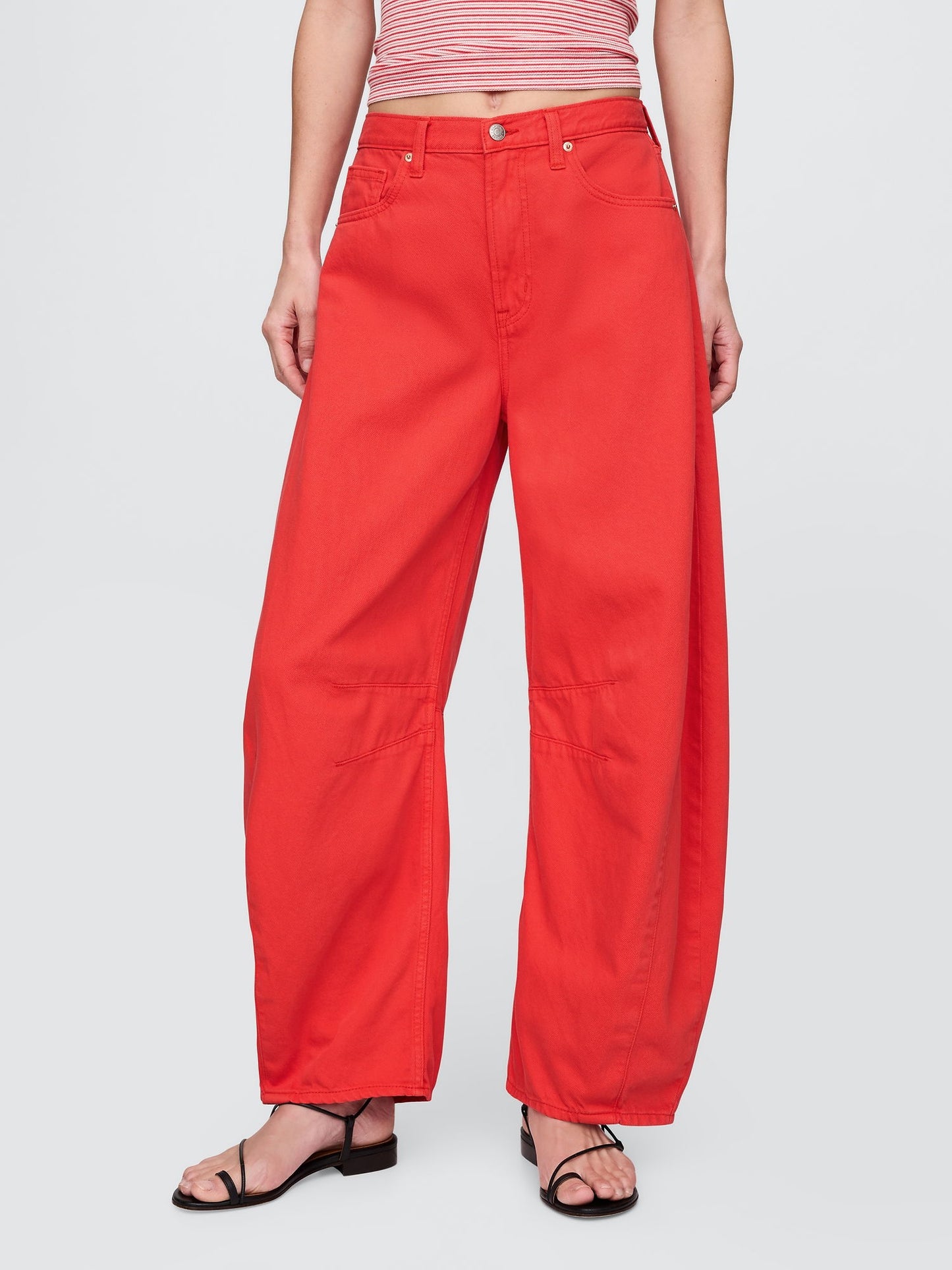 Kırmızı High Rise Ultrasoft Horseshoe Jean Pantolon