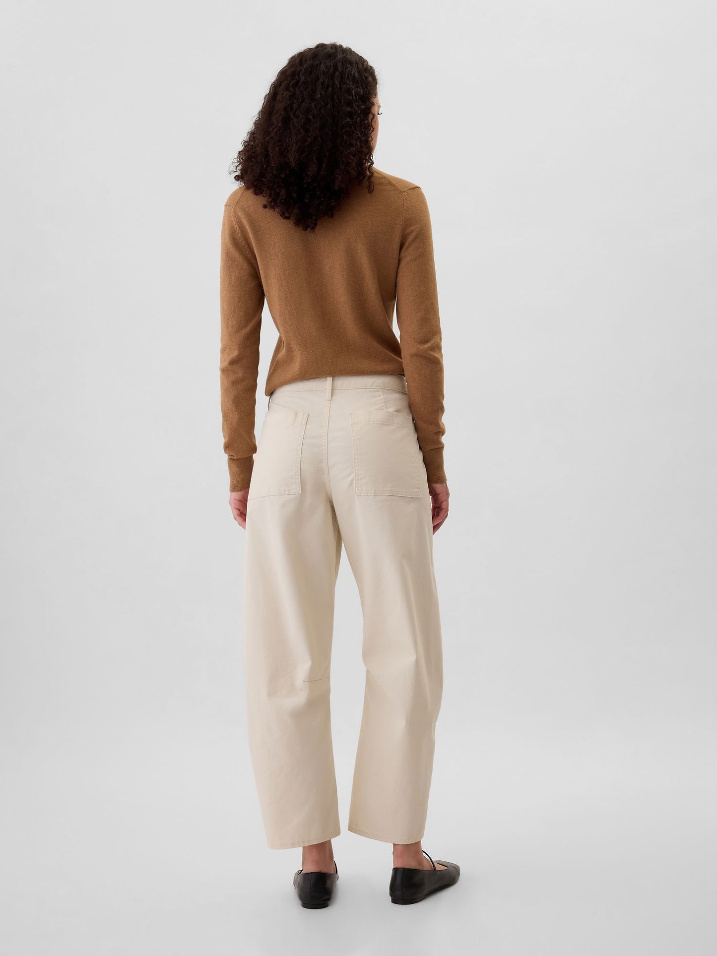 Kırık Beyaz High Rise Barrel Khaki Pantolon