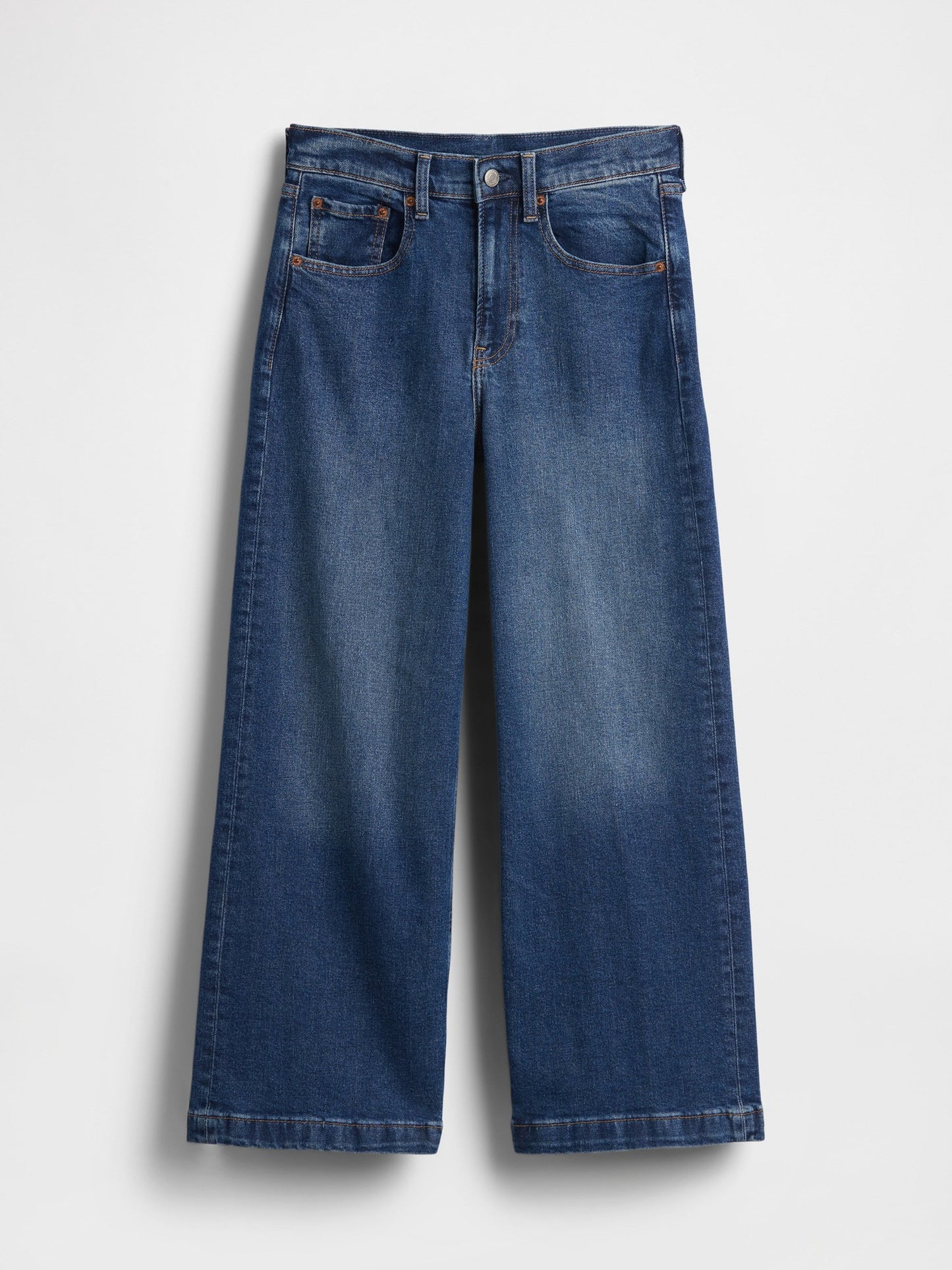 Koyu Mavi High Rise Stride Wide-leg Ankle Jean Pantolon