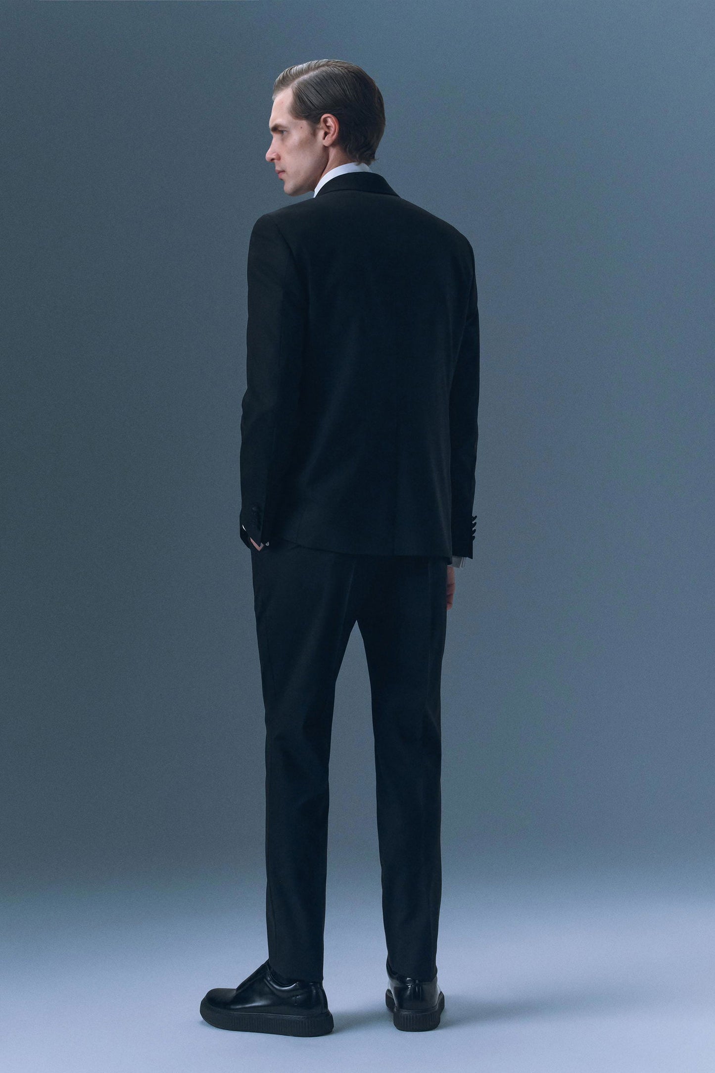 Tween Slim Fit Siyah Düz Yün Karişimli Damatlık & Smokin Takim