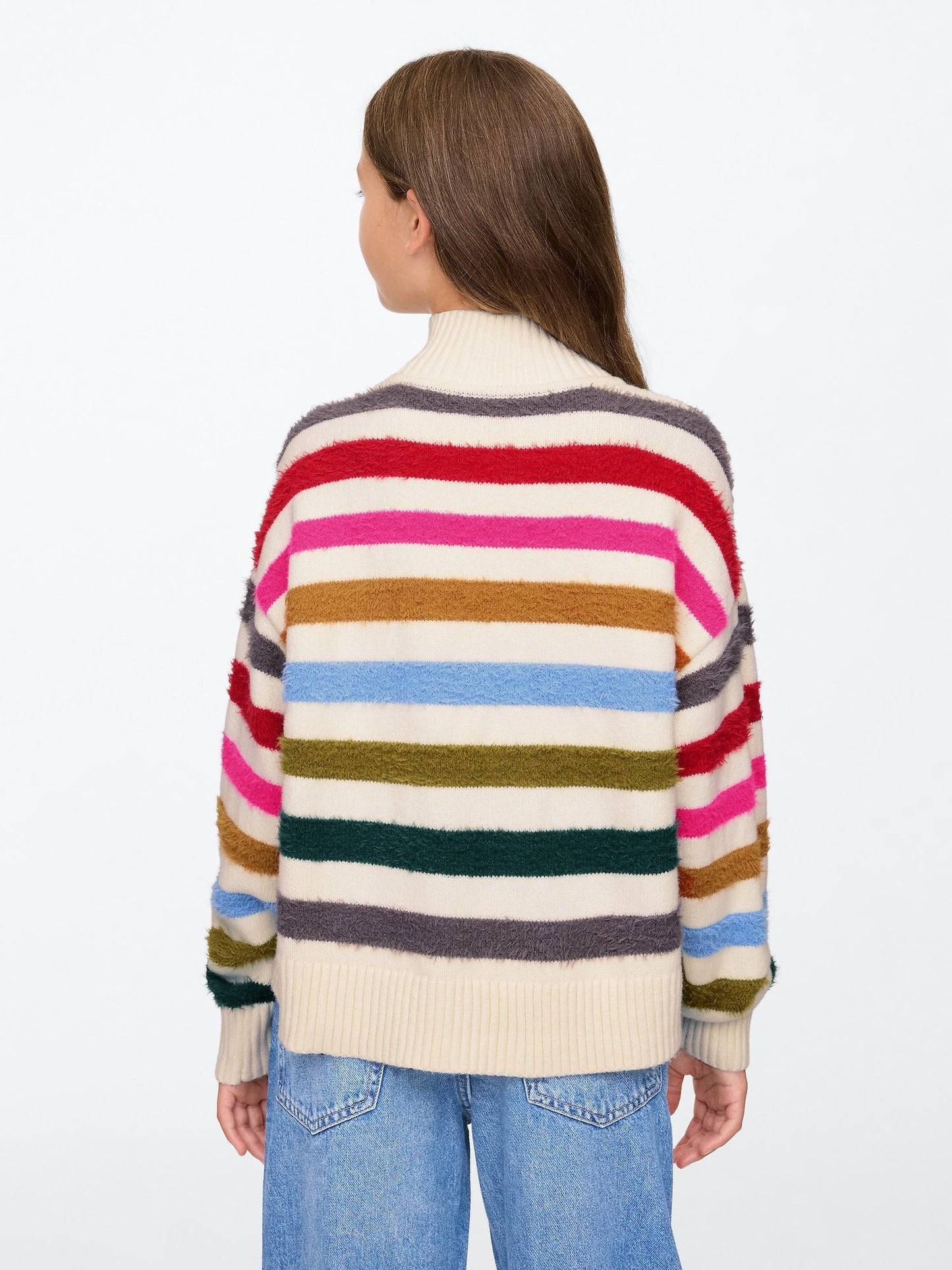 Çok Renkli Cashsoft Oversize Mockneck Kazak