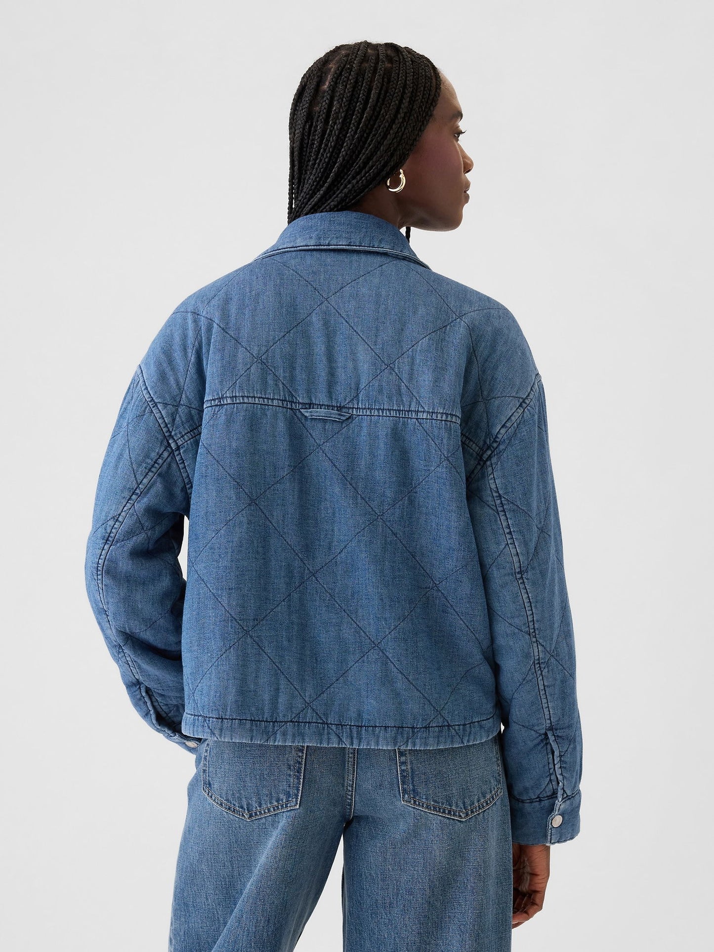Mavi Yastıklı Denim Gömlek Ceket