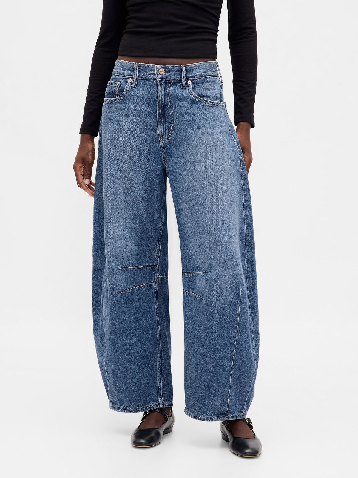 Koyu Mavi High Rise Horseshoe Jean Pantolon
