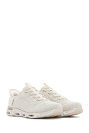 Skechers Kadın Bej Glide Step Gratify Bağcıklı Kumaş Sneaker