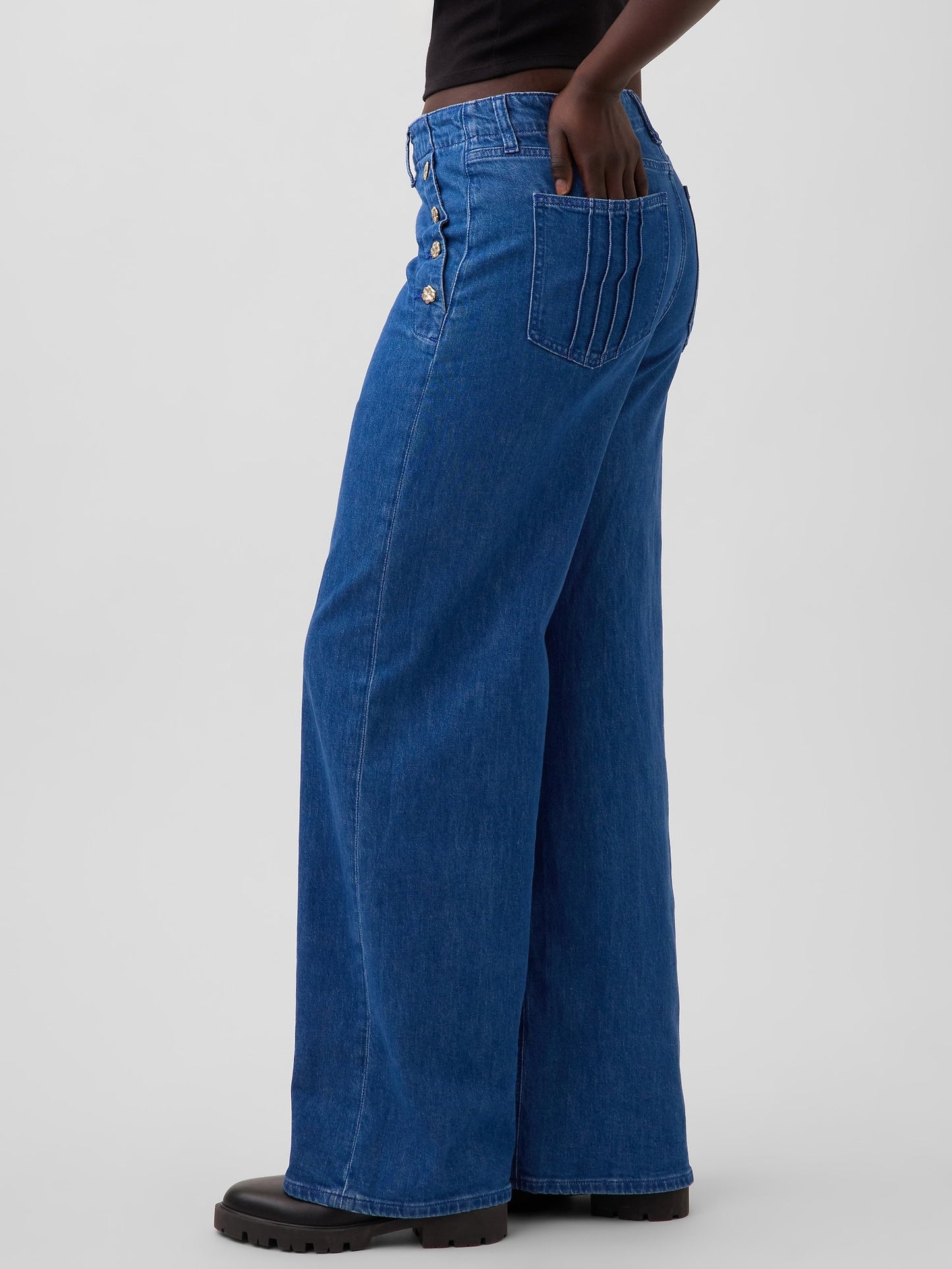 Mavi Gap × Hfr High Rise Pintuck Stride Wide-leg Jean Pantolon By Atelier Ndigo