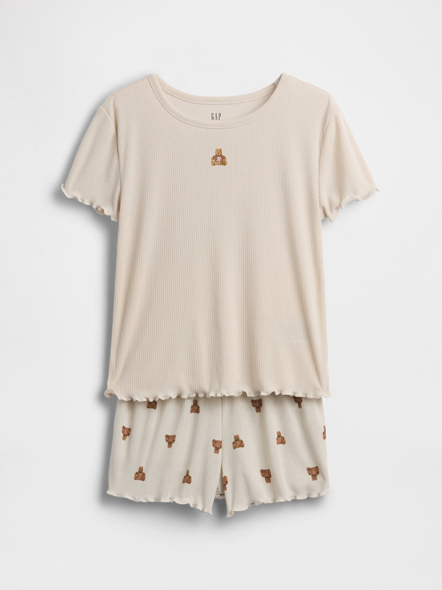 Gri Recycled Fitilli Brannan Bear Pijama Şort Takım