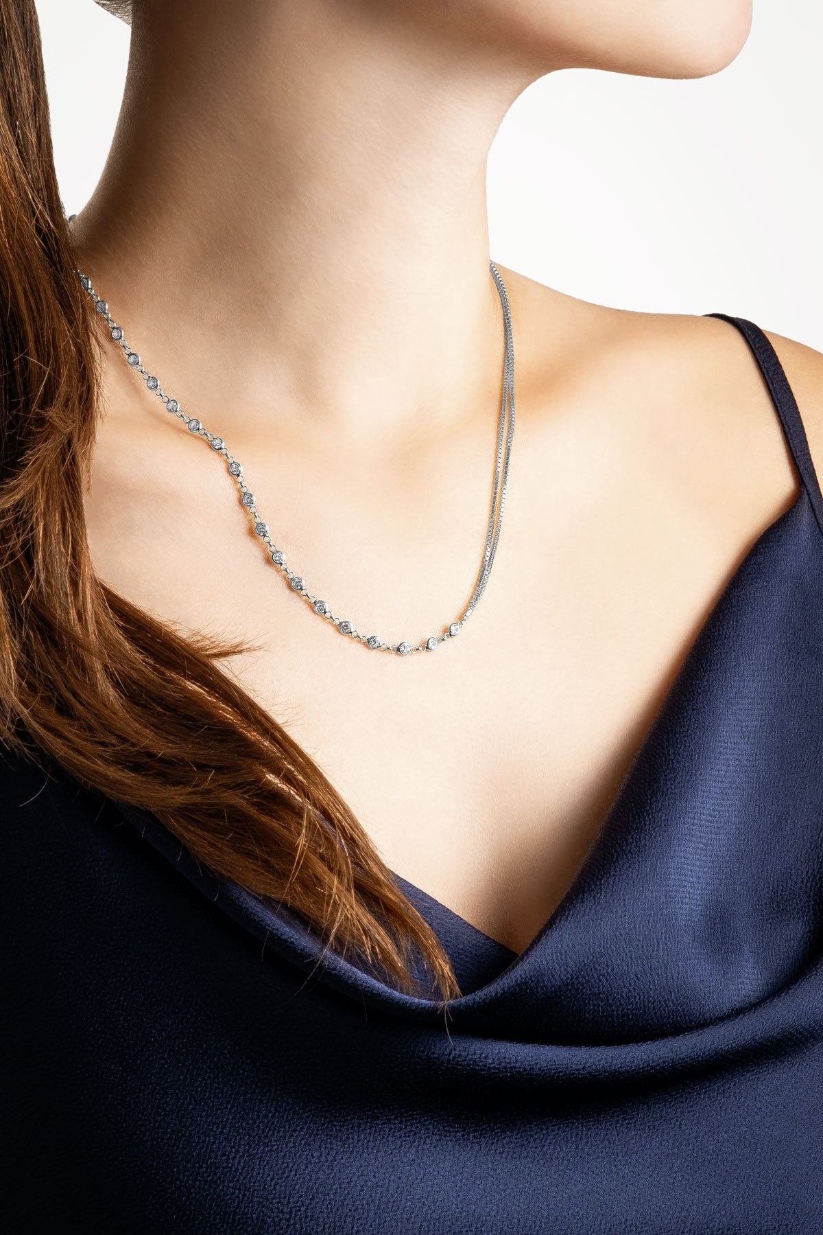 Minimal Tasarım 18 Ayar Beyaz Altın Kaplama 45 Cm Gümüş Kolye 1161460199