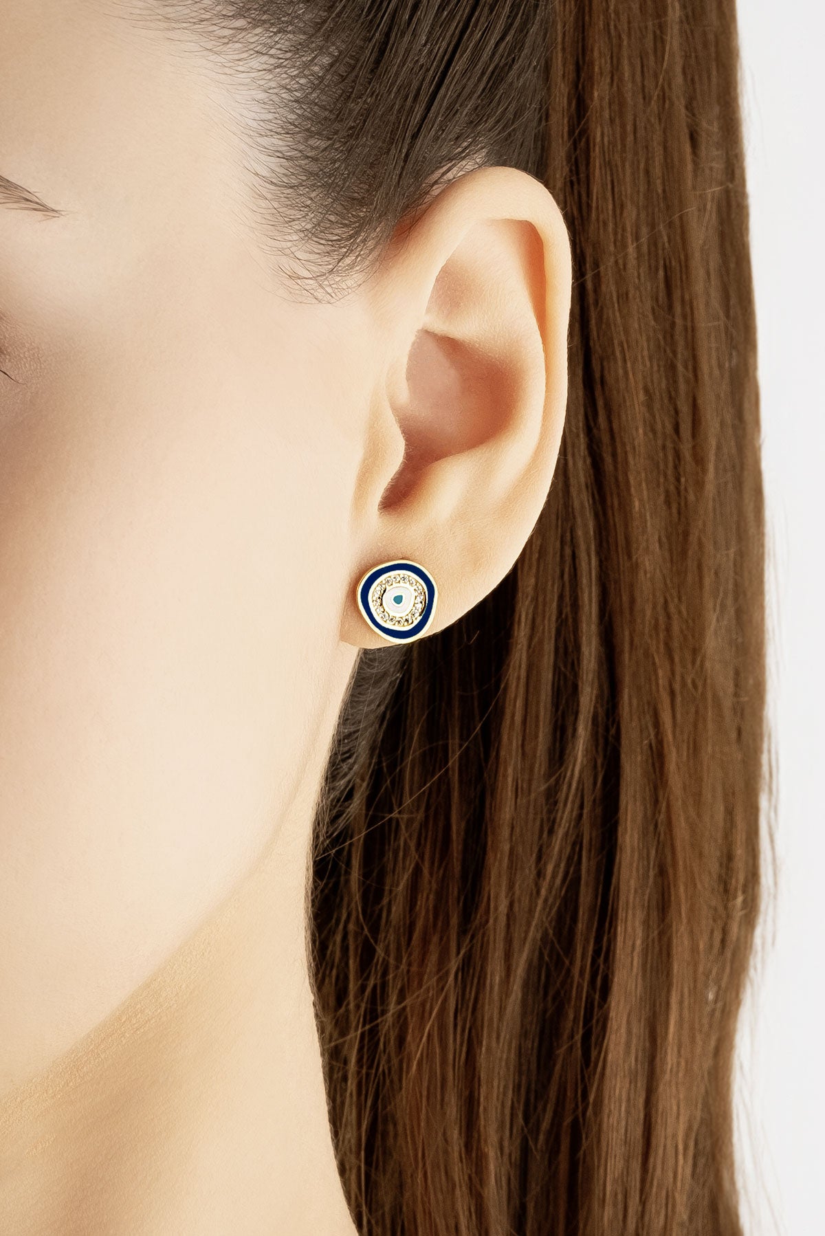 Horus'un Gözü 18 Ayar Sarı Altın Kaplama Gümüş Nazar Küpe 1162381244