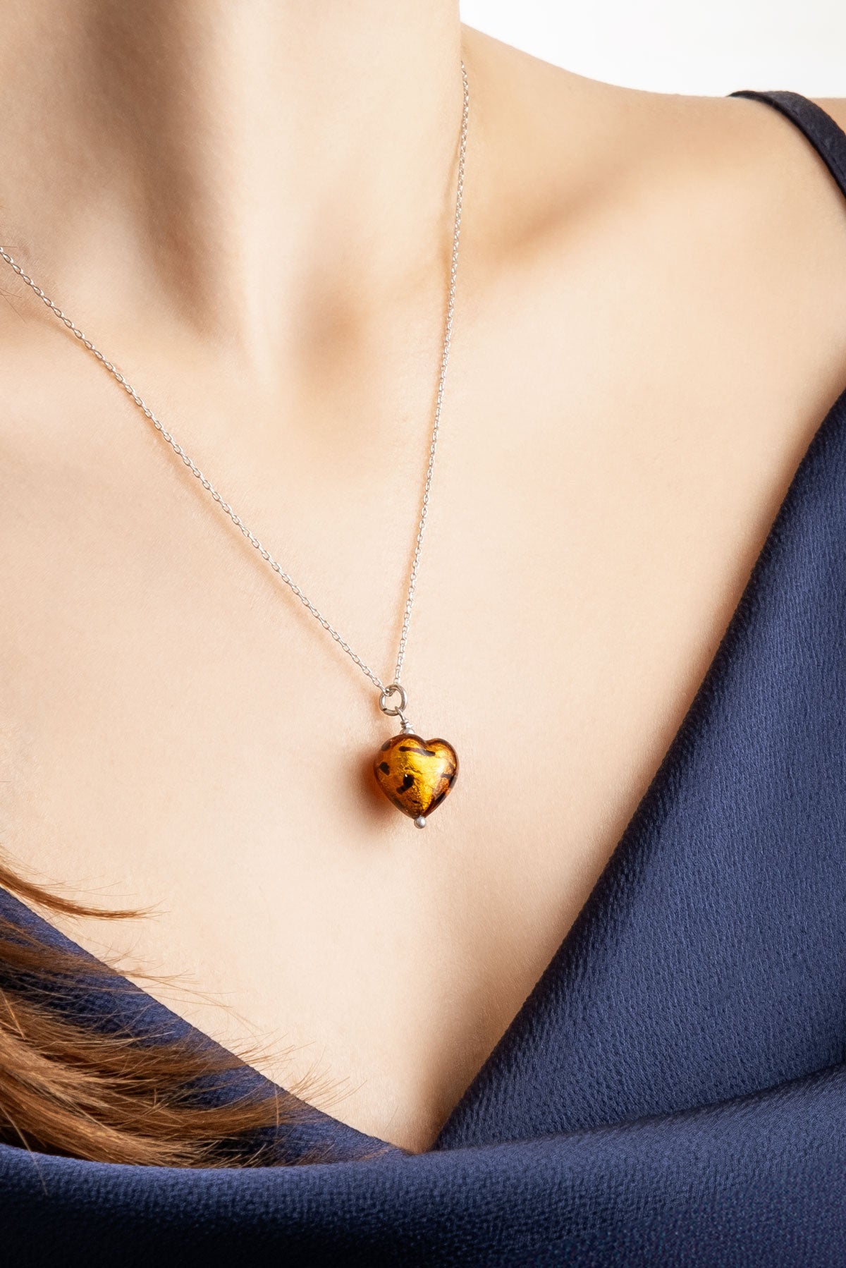 Gizemli Kalp 18 Ayar Beyaz Altın Kaplama Gümüş Kolye 1168411199