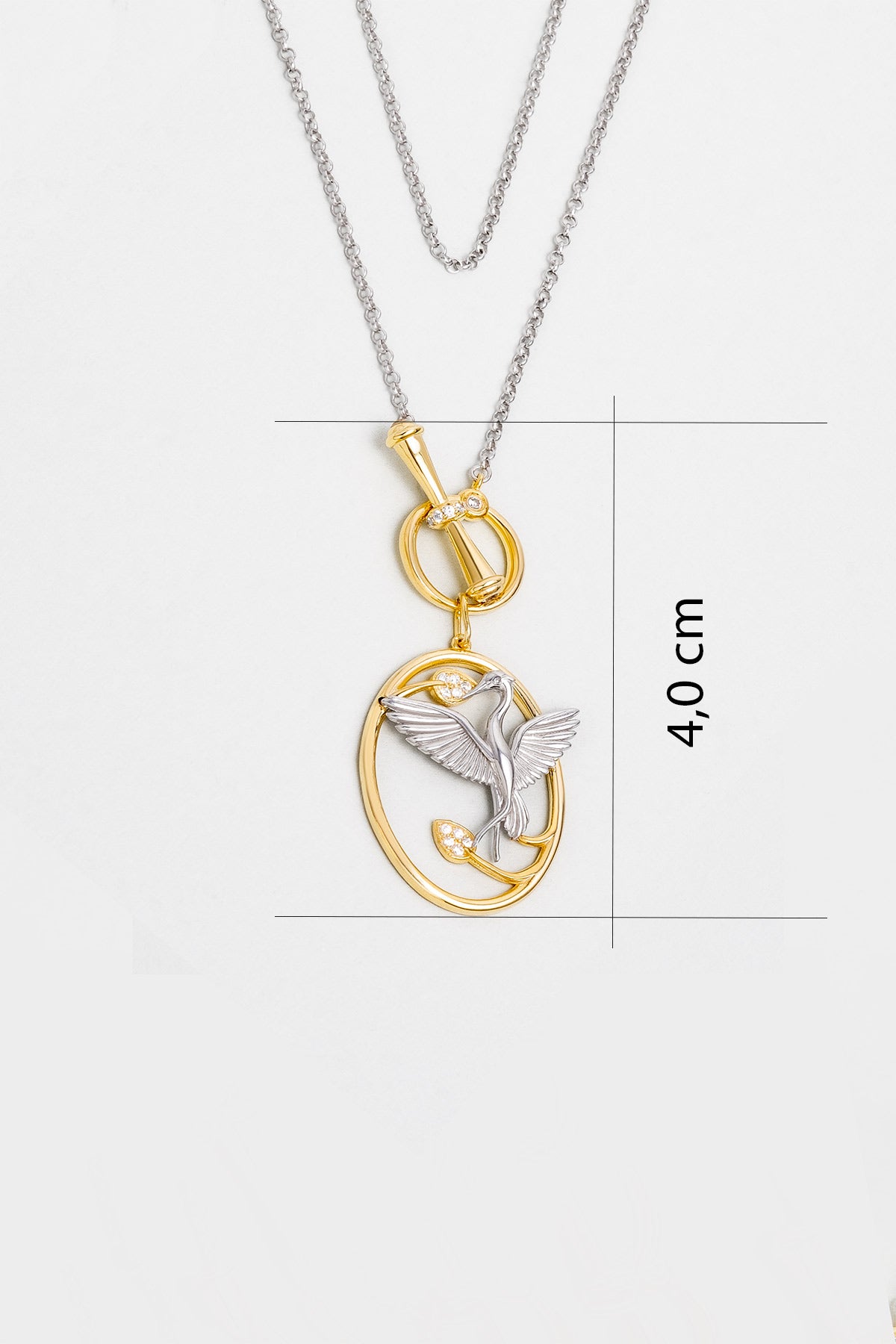 Turna Kuşu 18 Ayar Beyaz Ve Sarı Altın Kaplama 46 Cm Gümüş Kolye 1170904499