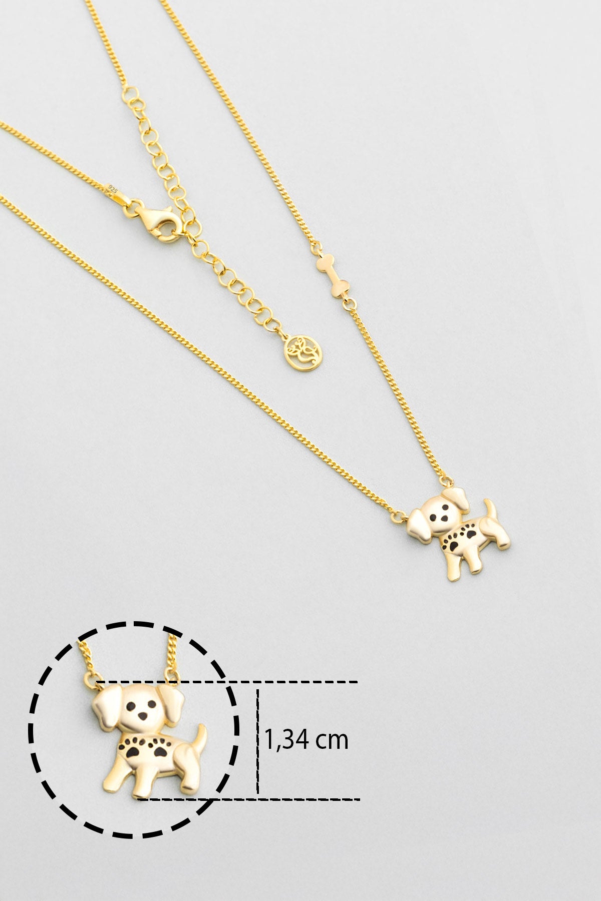 Little Dog 18 Ayar Sarı Altın Kaplama 48 Cm Gümüş Kolye 1174725544