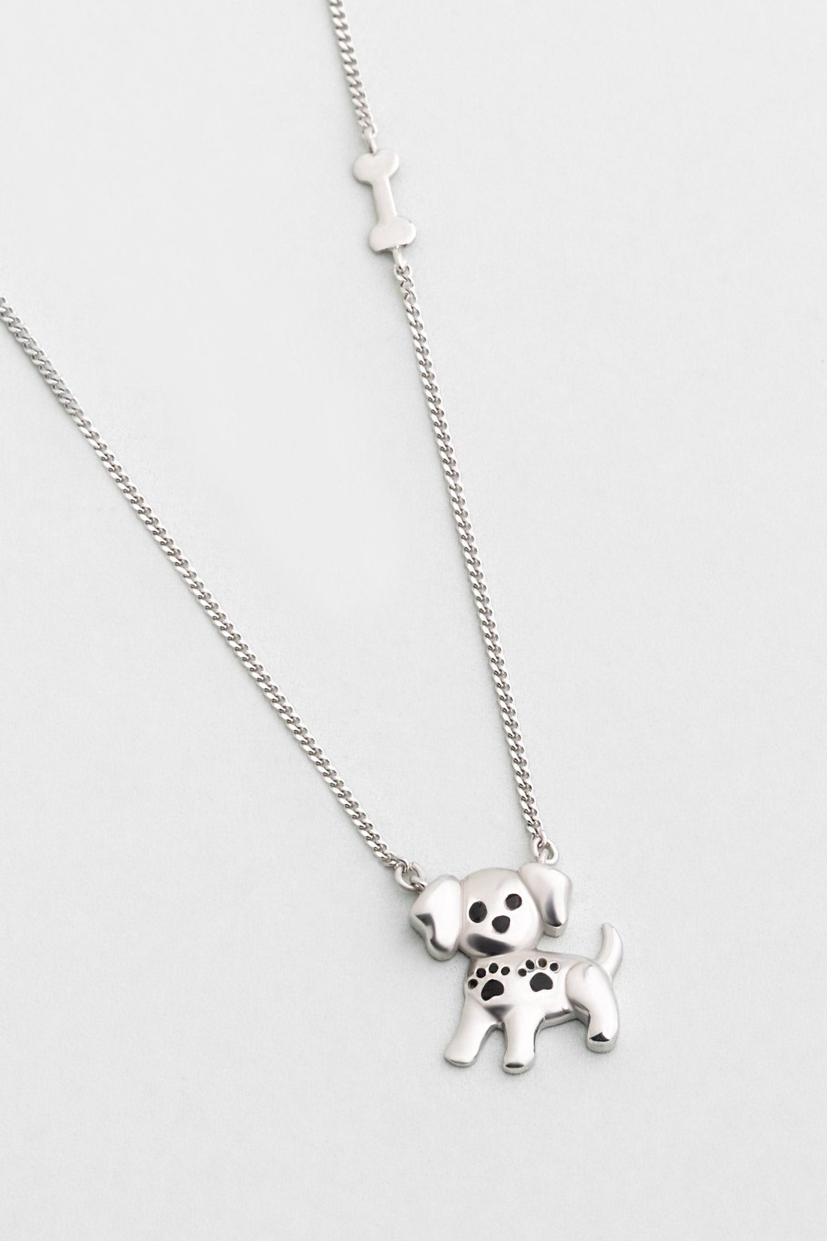 Little Dog 18 Ayar Beyaz Altın Kaplama 48 Cm Gümüş Kolye 1174725599