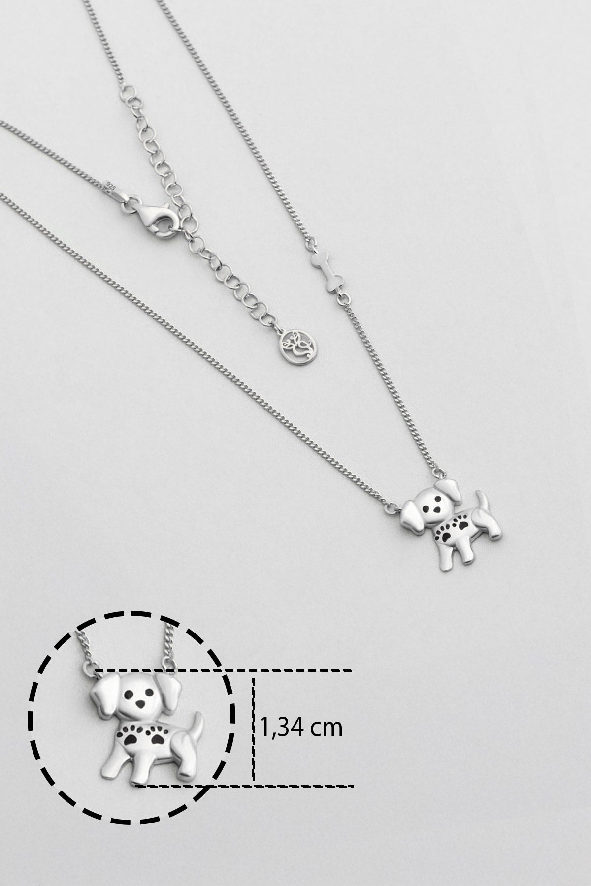 Little Dog 18 Ayar Beyaz Altın Kaplama 48 Cm Gümüş Kolye 1174725599