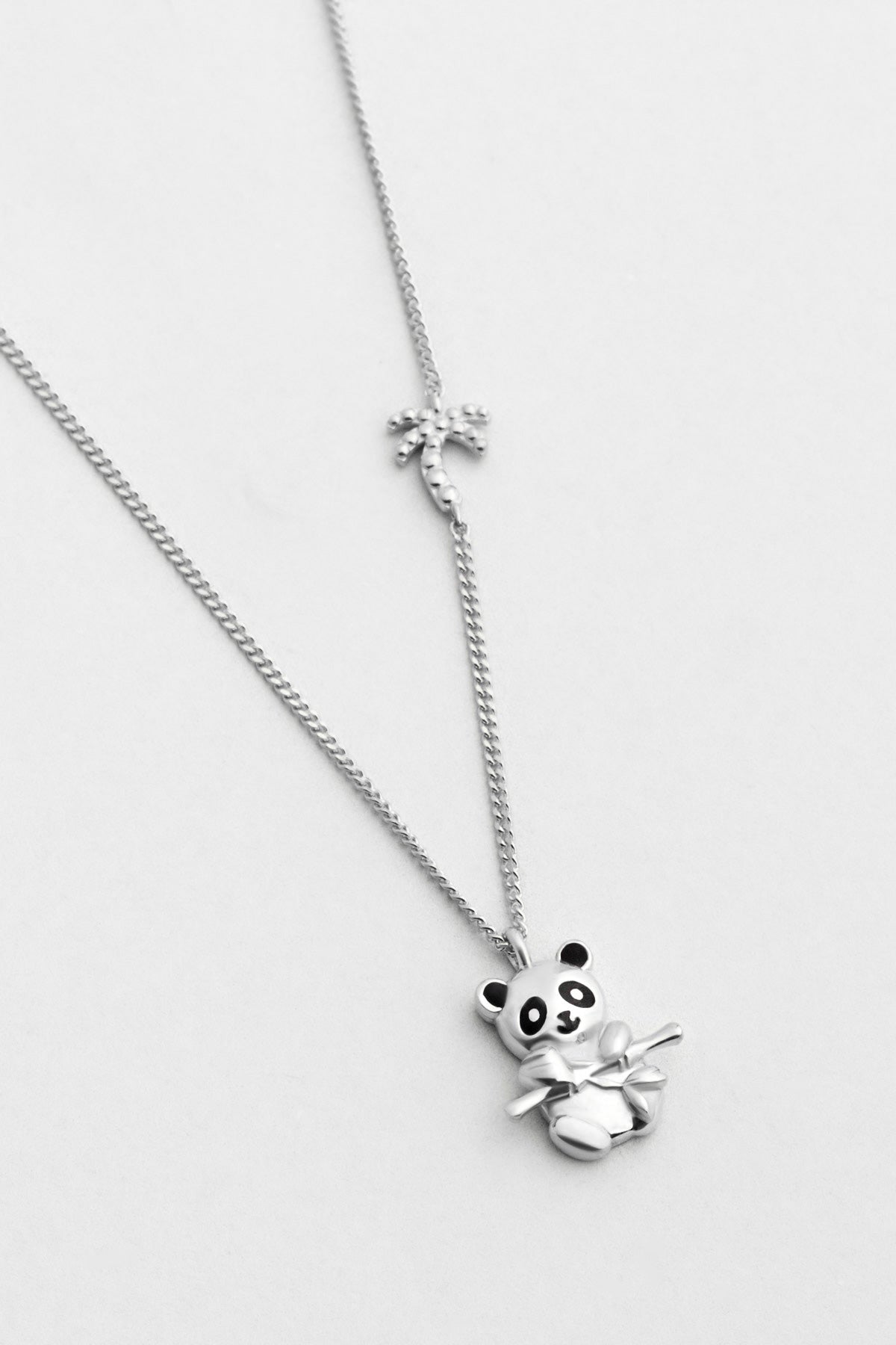Little Panda 18 Ayar Beyaz Altın Kaplama 46 Cm Gümüş Kolye 1174735599