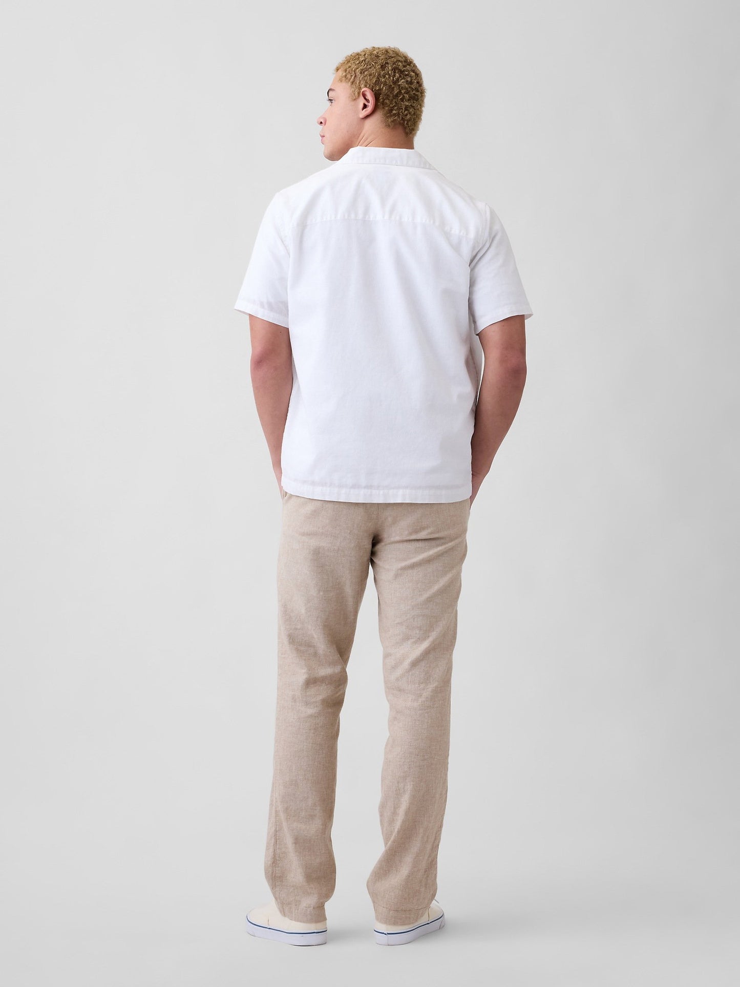 Bej Straight Keten Karışımı Pantolon