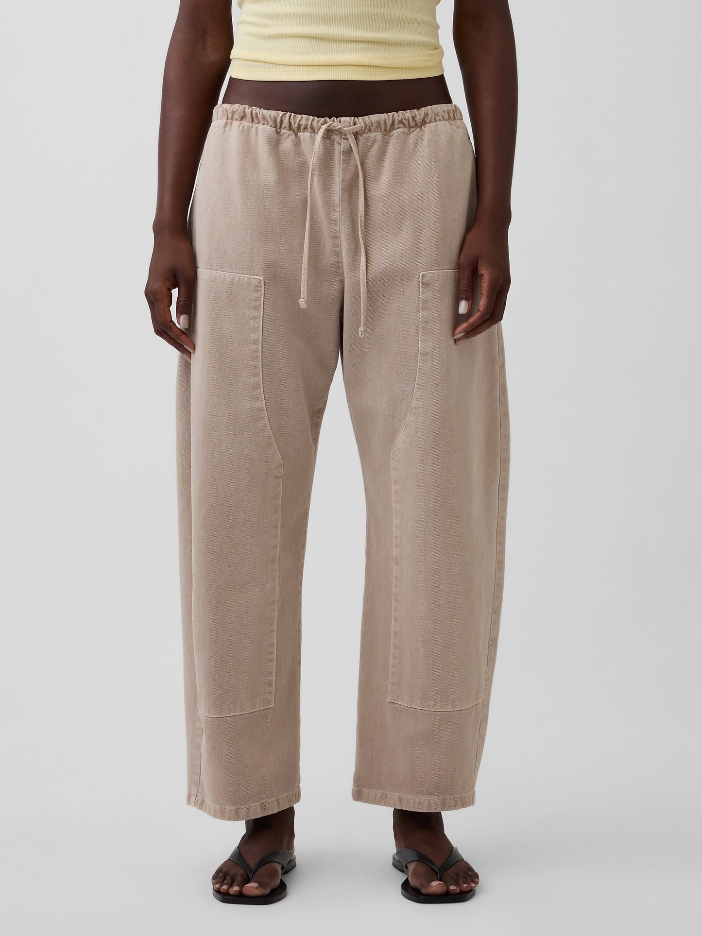 Açık Pembe Easy Double-knee Barrel Pantolon