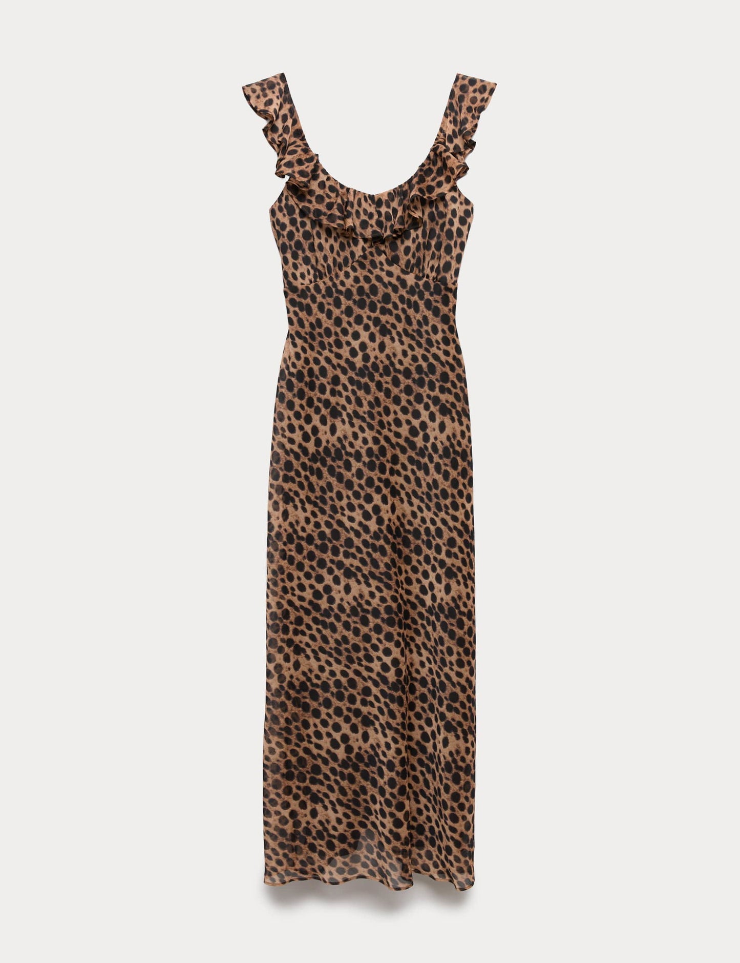Leopar Desenli Midi Elbise