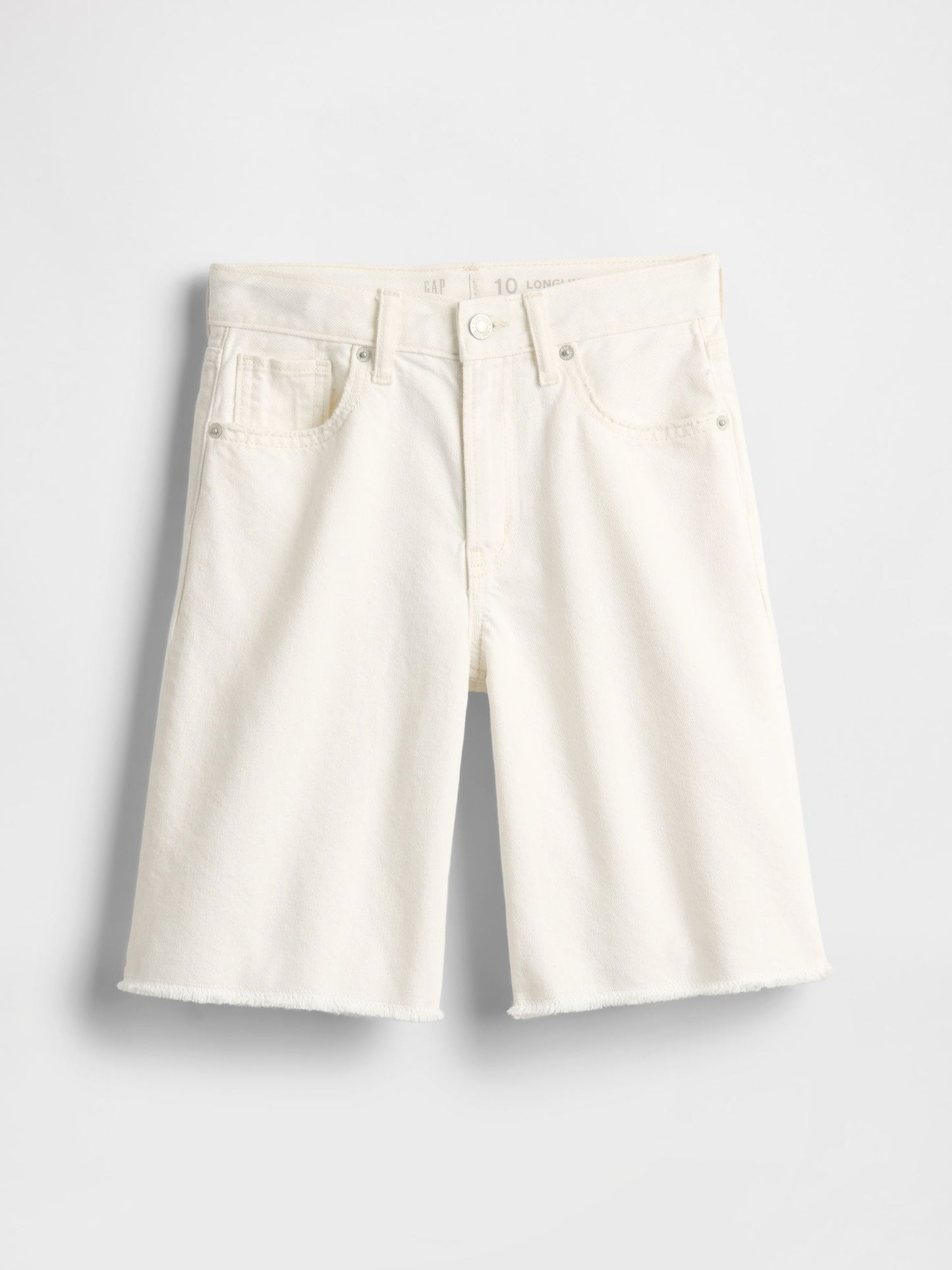 Kırık Beyaz Mid Rise Longline Denim Şort