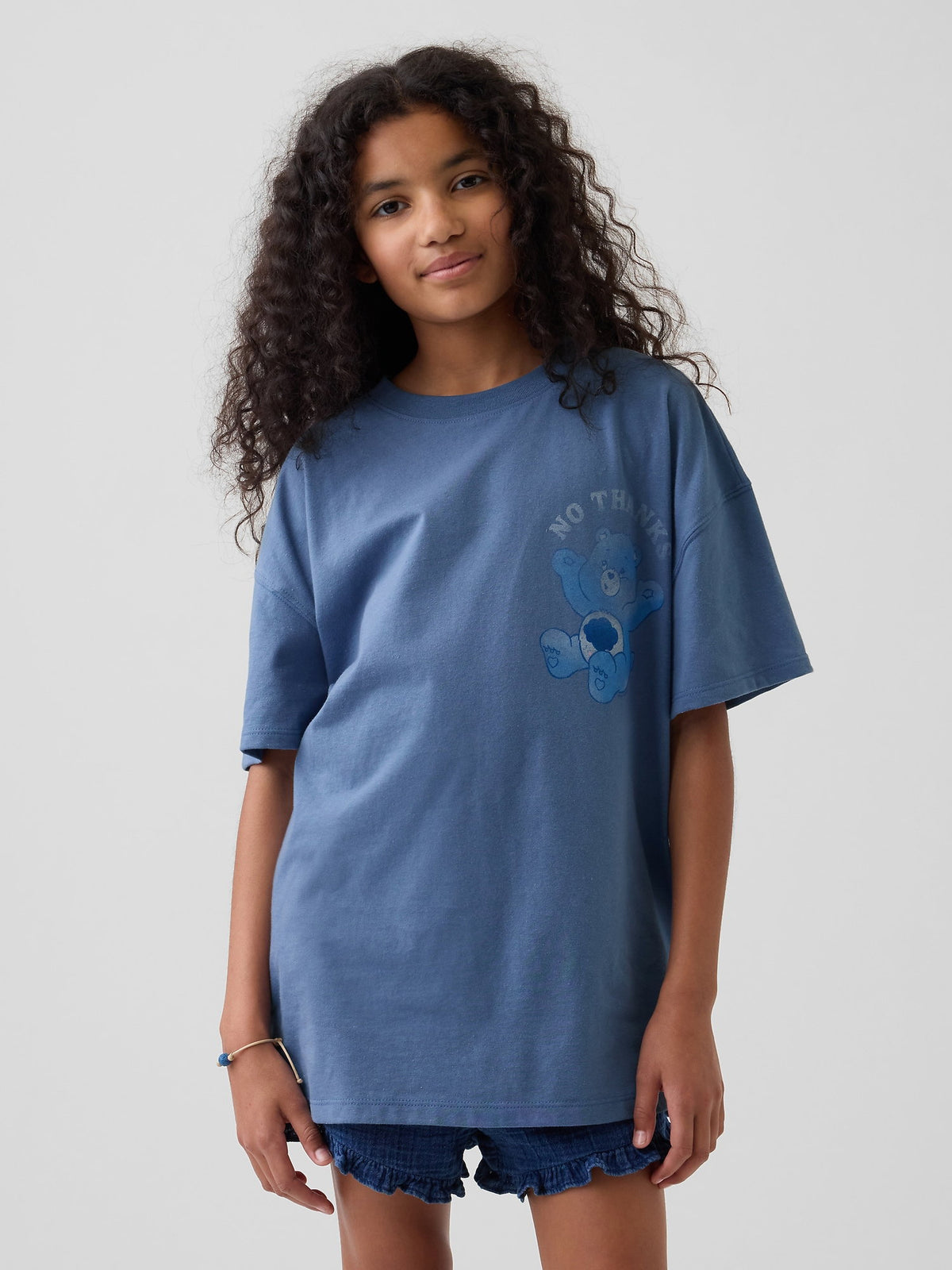 Beyaz Care Bears Grafik Baskılı Tunik T-shirt