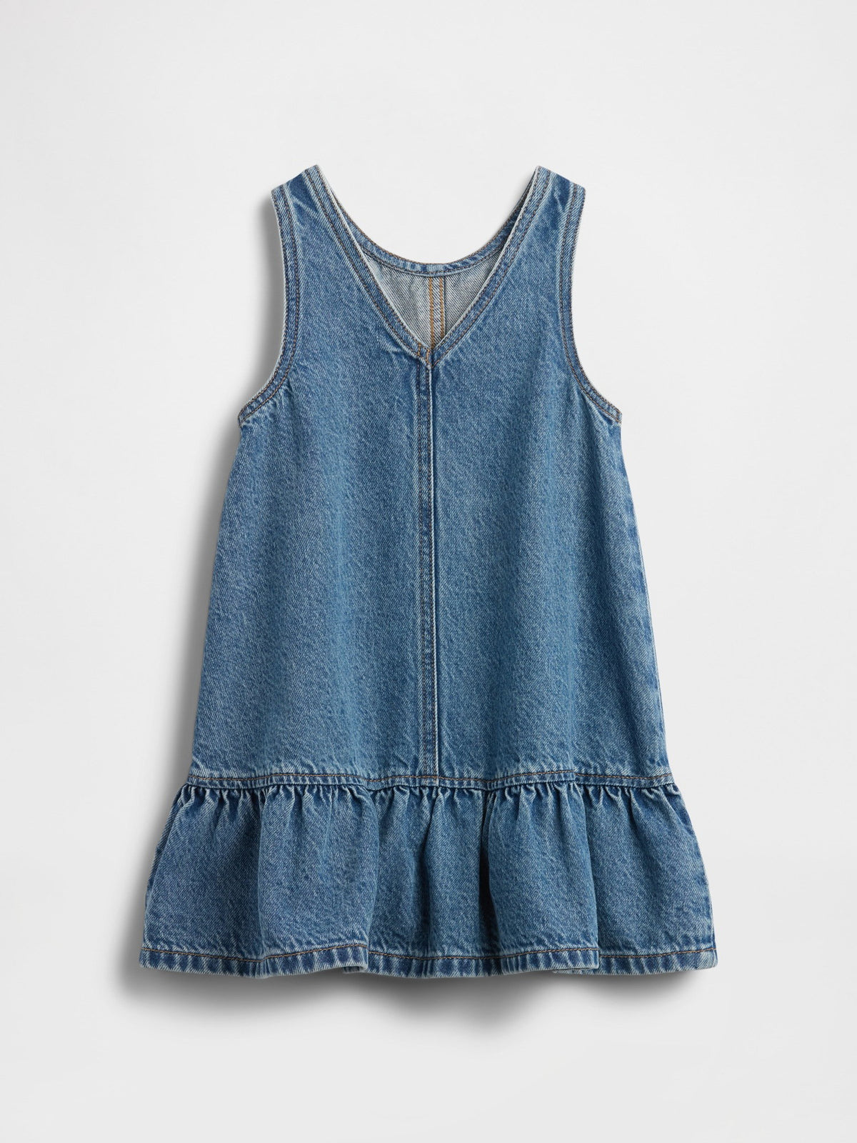 Mavi Fırfırlı Denim Tulum