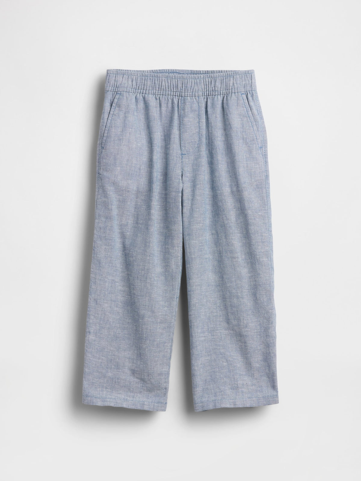 Açık Mavi Keten Karışımı Pull-on Pantolon