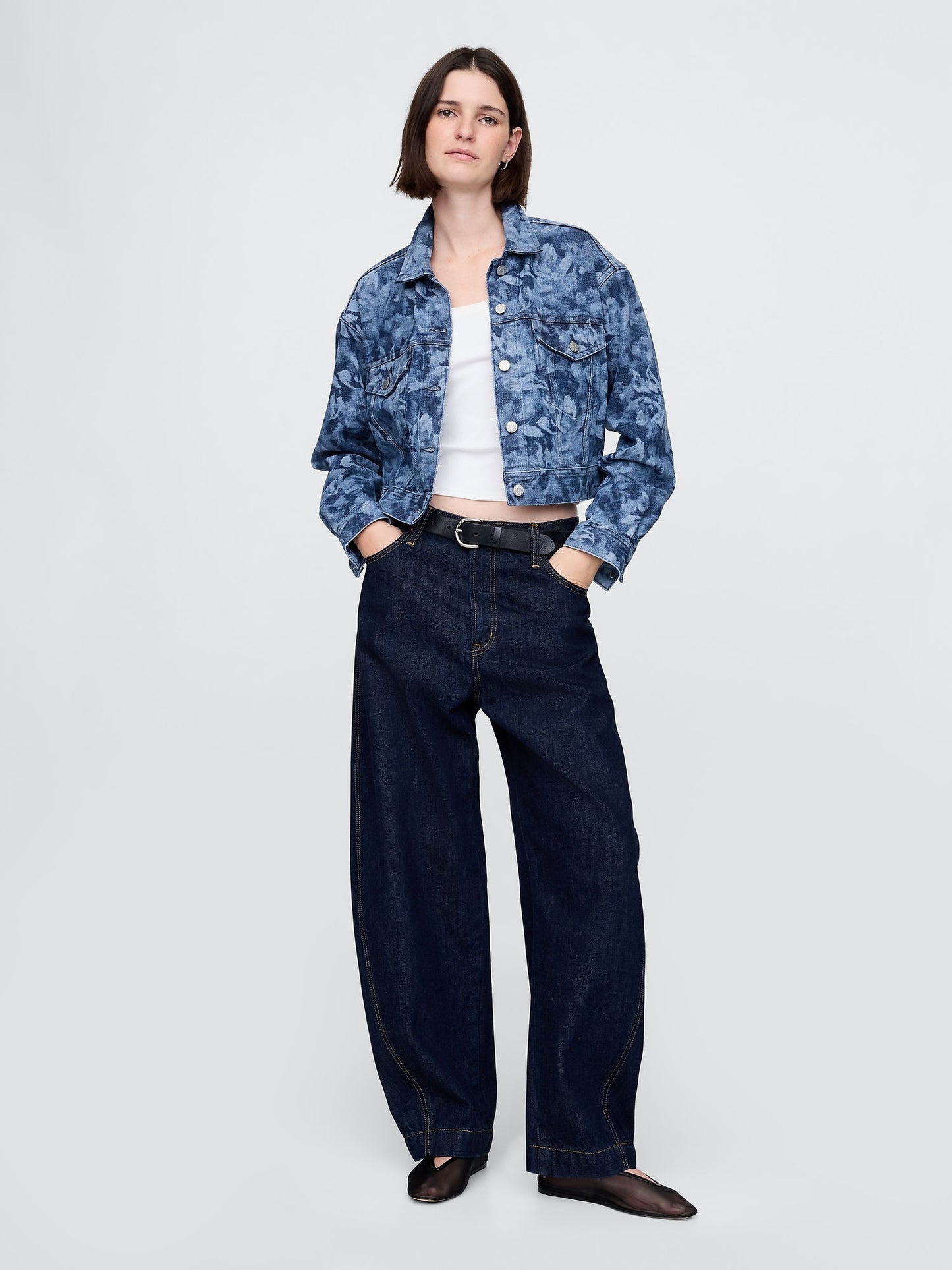 Mavi Crop Floral Denim Icon Ceket