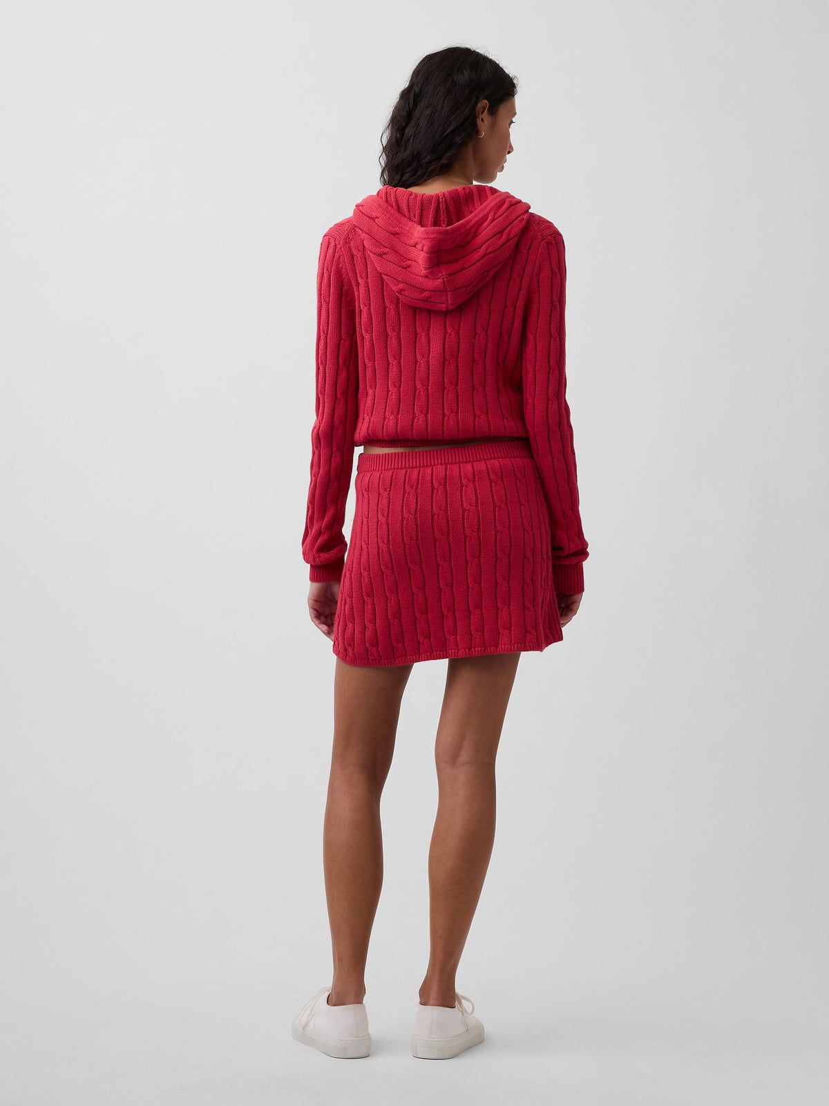 Beyaz 100% Pamuk Cable-knit Mini Şort