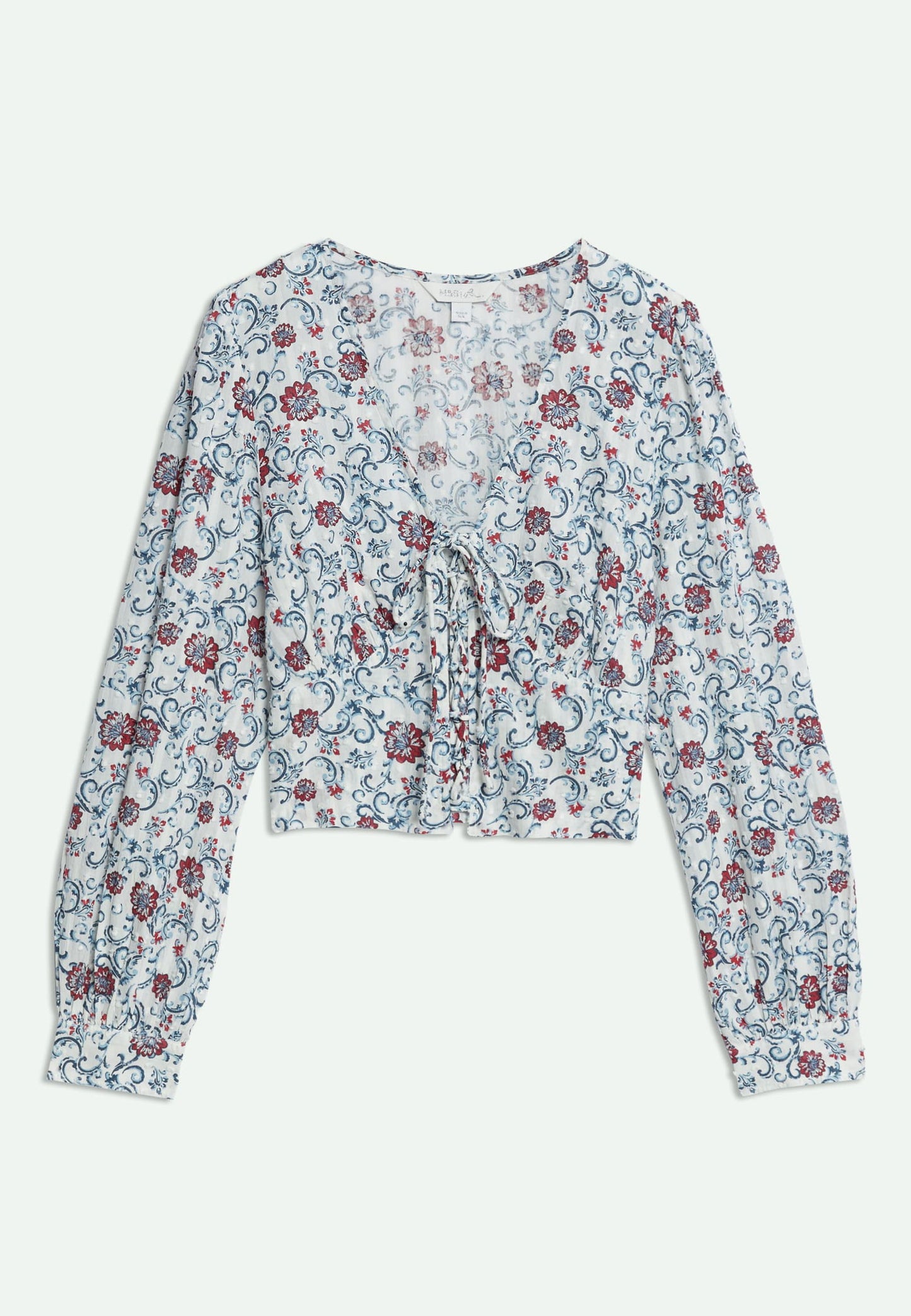 Saf Pamuklu Uzun Kollu Crop Bluz