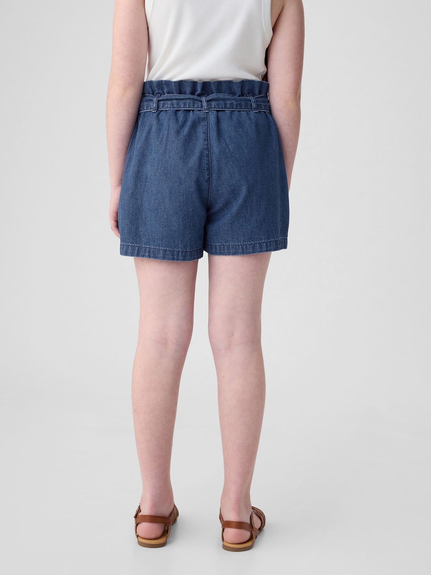 Koyu Mavi High Rise Paperbag Denim Şort