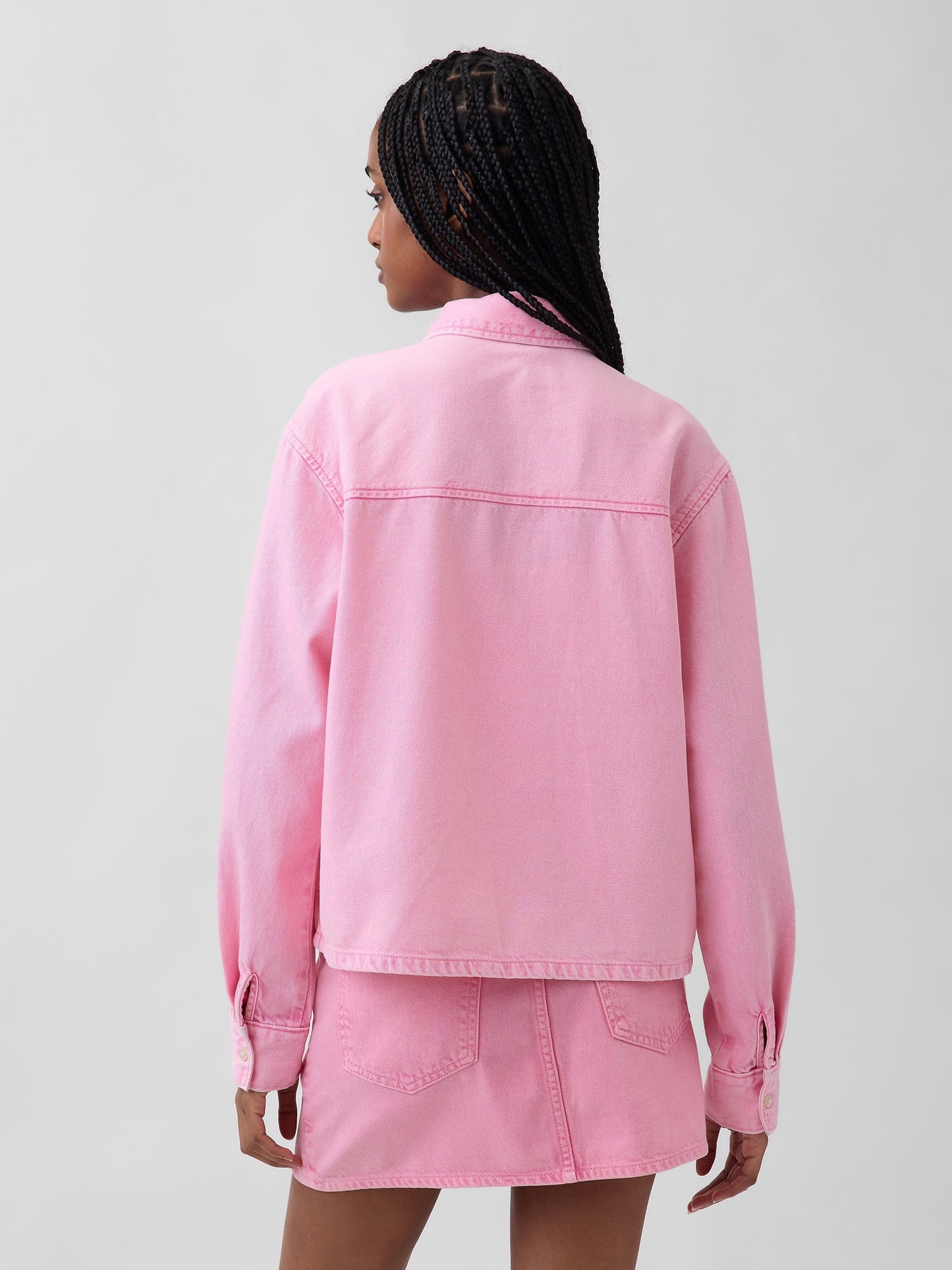 Pembe Ultrasoft Denim Gap Logo Gömlek
