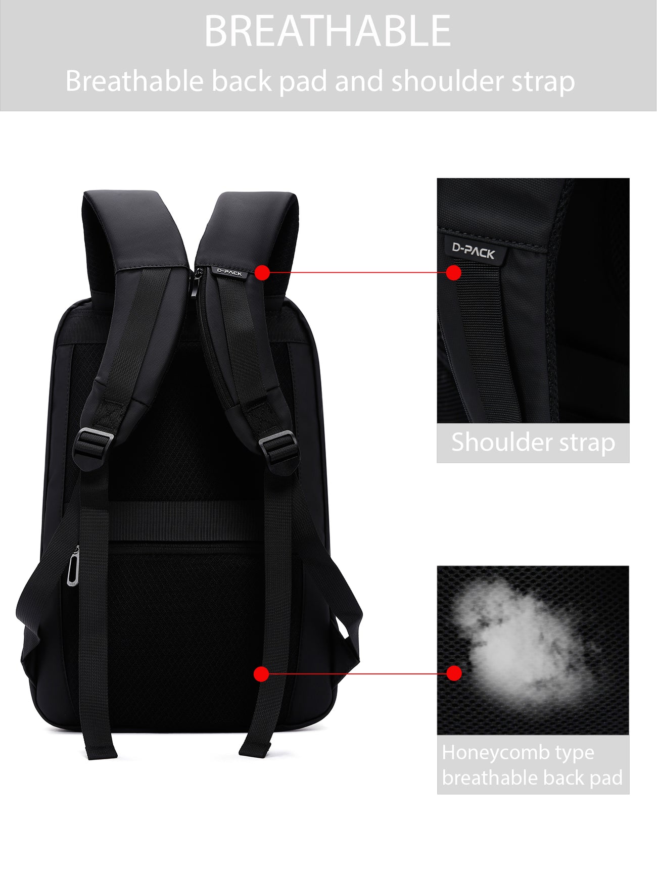 D-pack Erkek Siyah Teknolojik Kumaş Hardcase Sırt Çantası