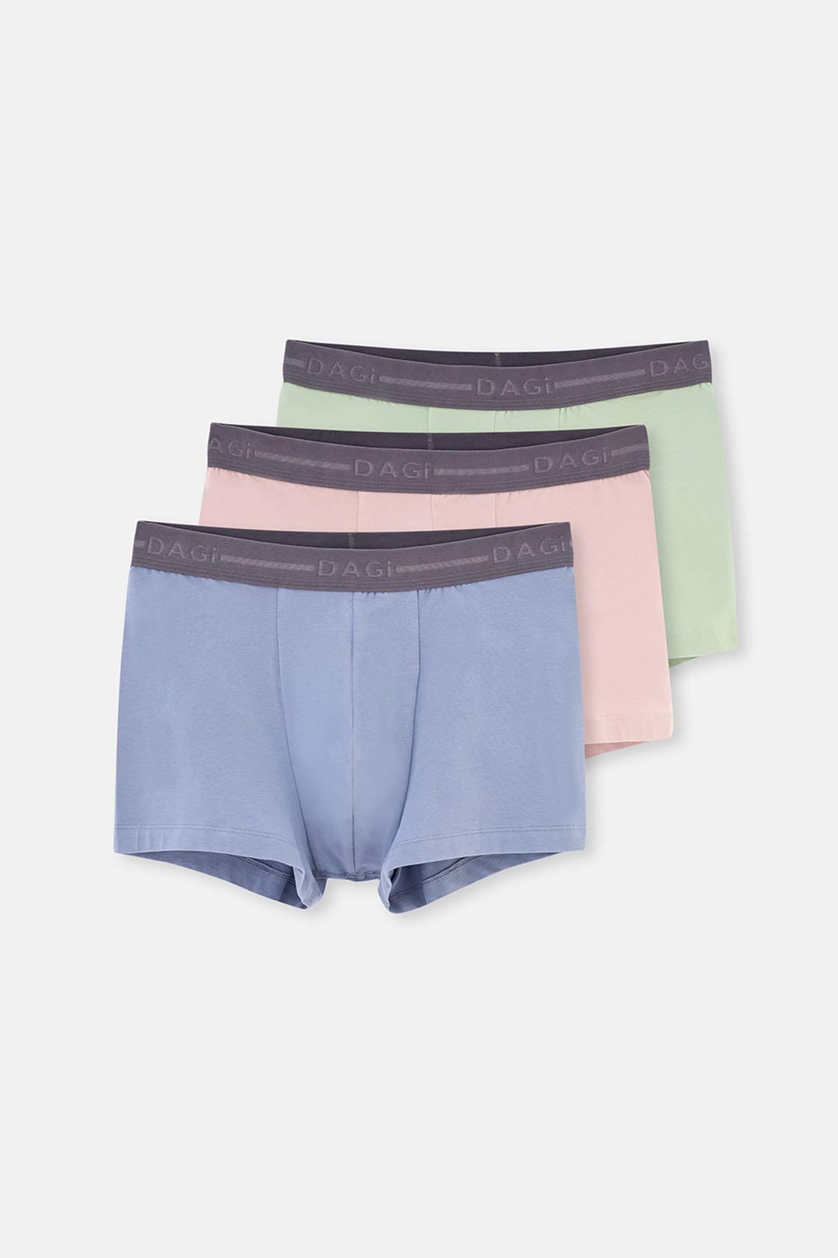 Mavi-pembe Pamuk 3'lü Boxer