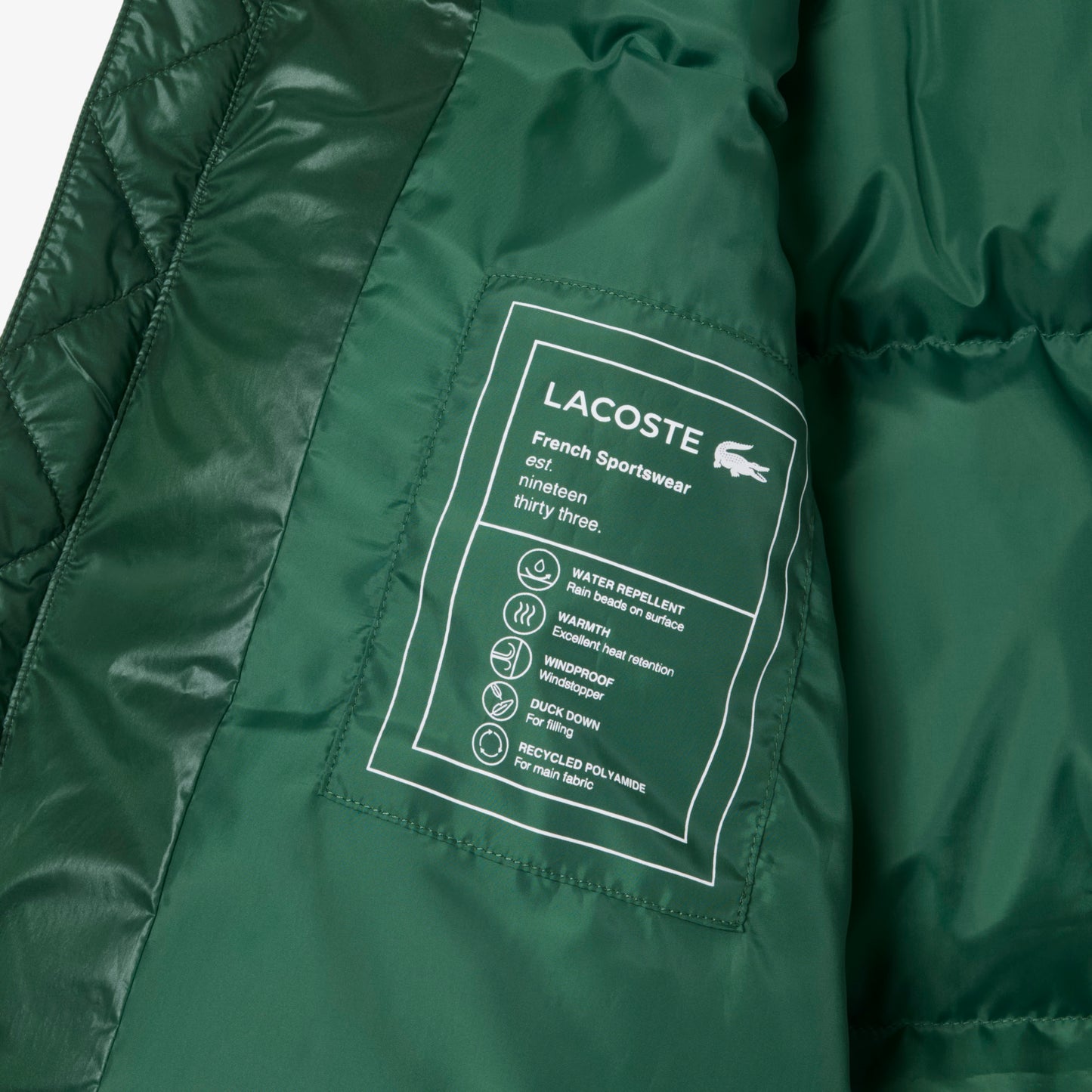 Lacoste Erkek Relaxed Fit Kapüşonlu Yeşil Mont