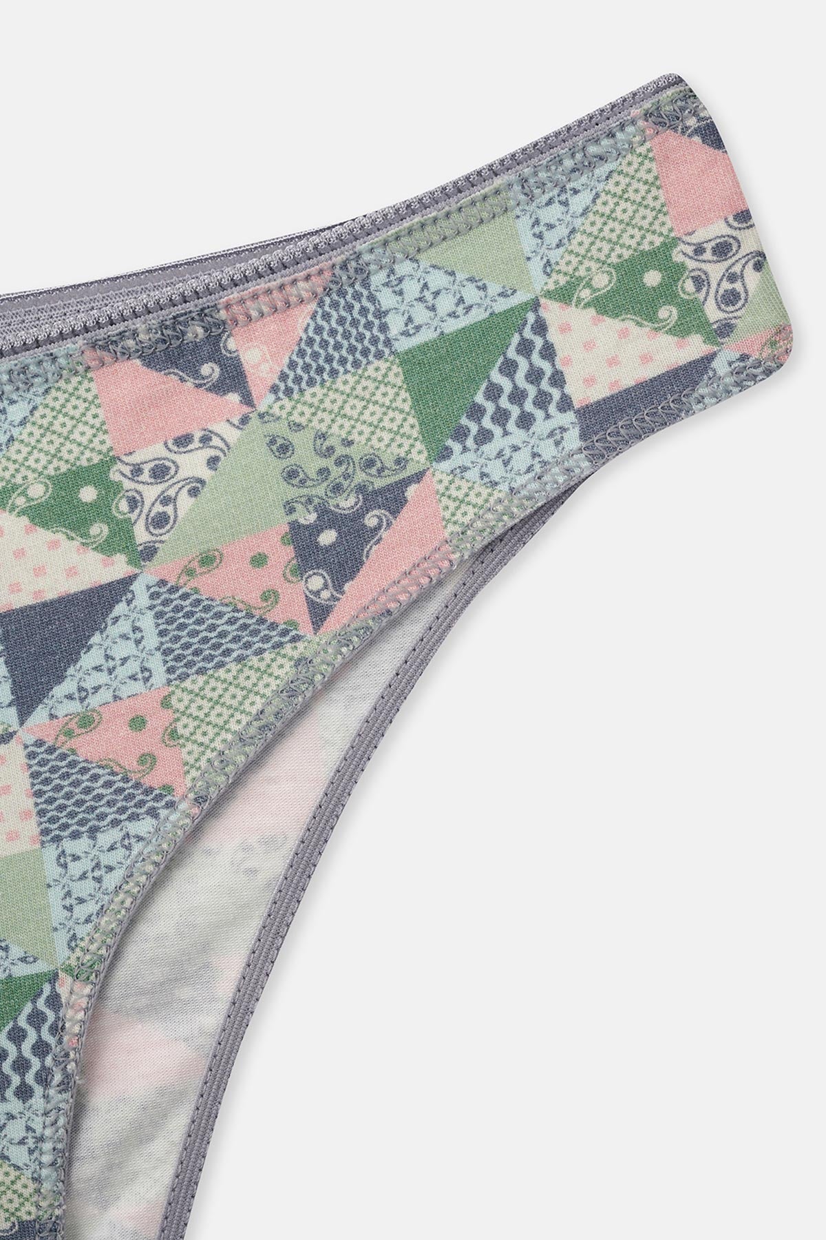 Gri-soft Pembe Soft Kadın 3'lü Desenli Brazilian Külot
