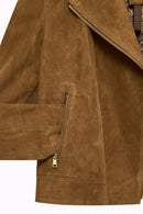 Alba Kadın Camel Biker Süet Deri Ceket